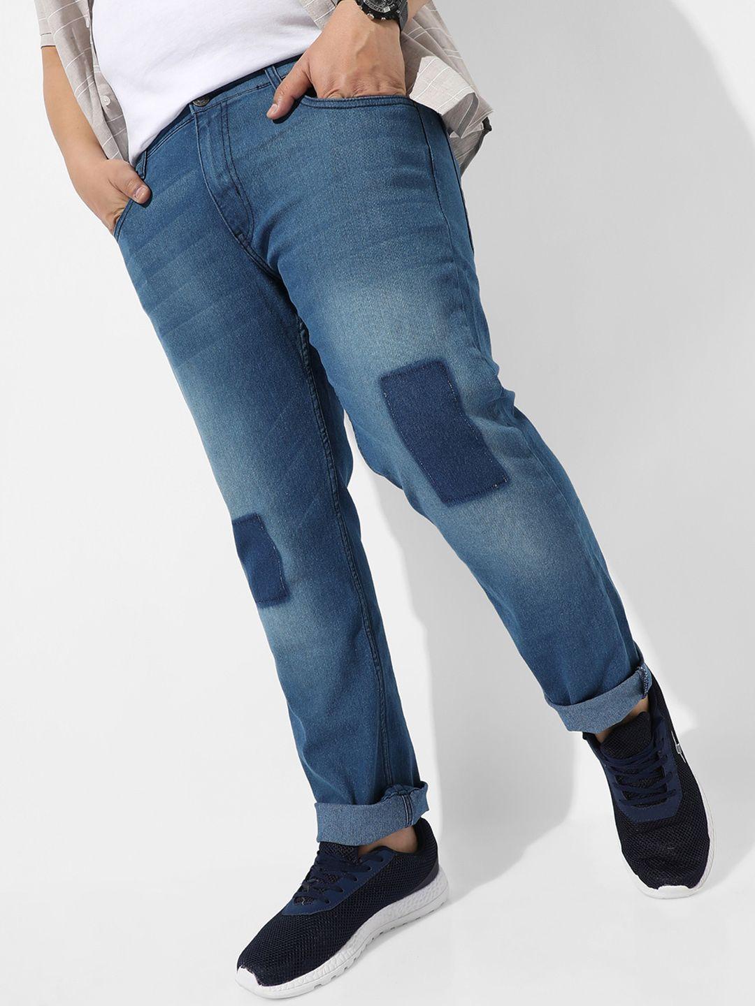 instafab plus men mid rise clean look whiskers & chevrons stretchable jeans