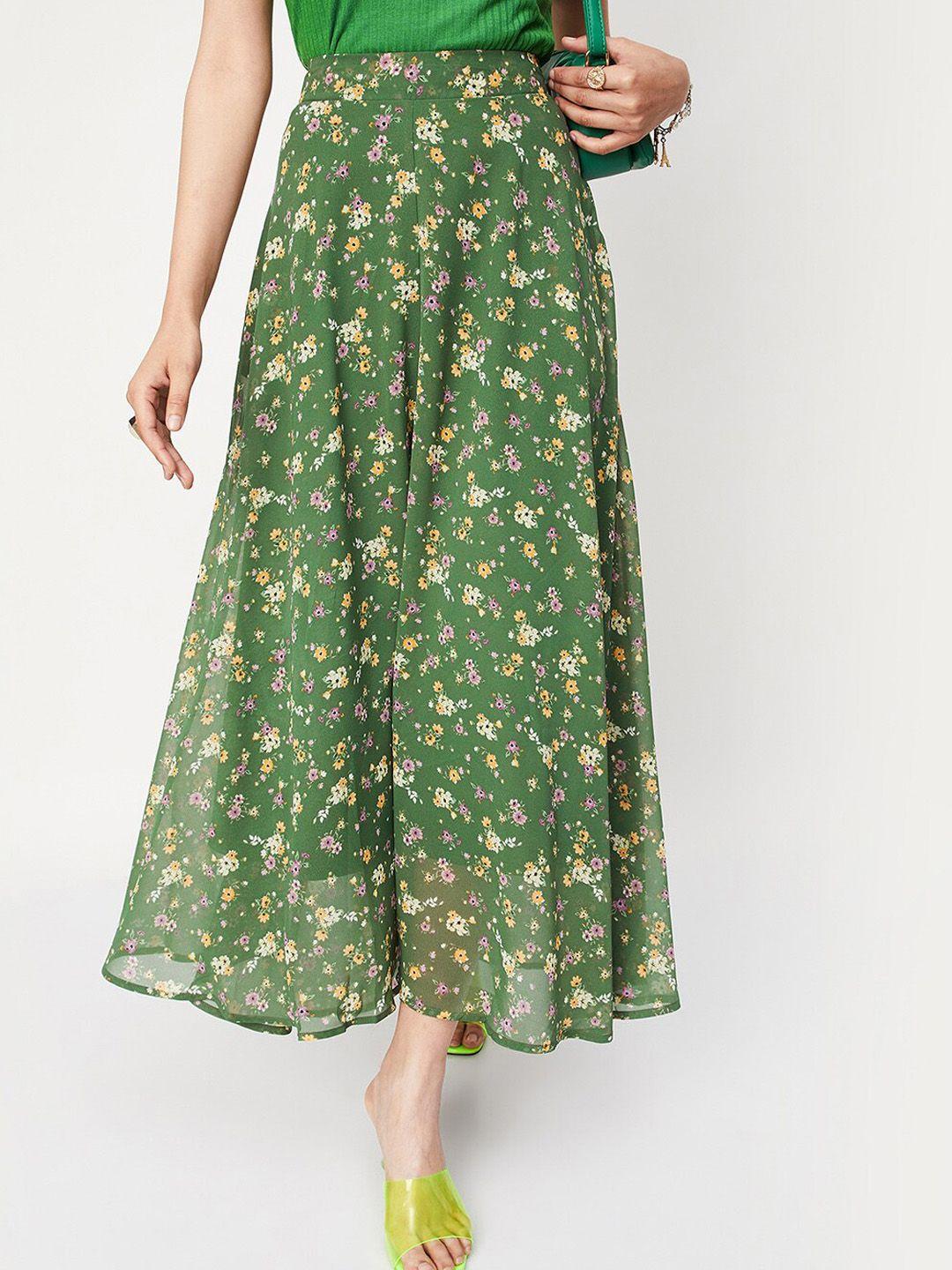 max printed flared maxi skirt