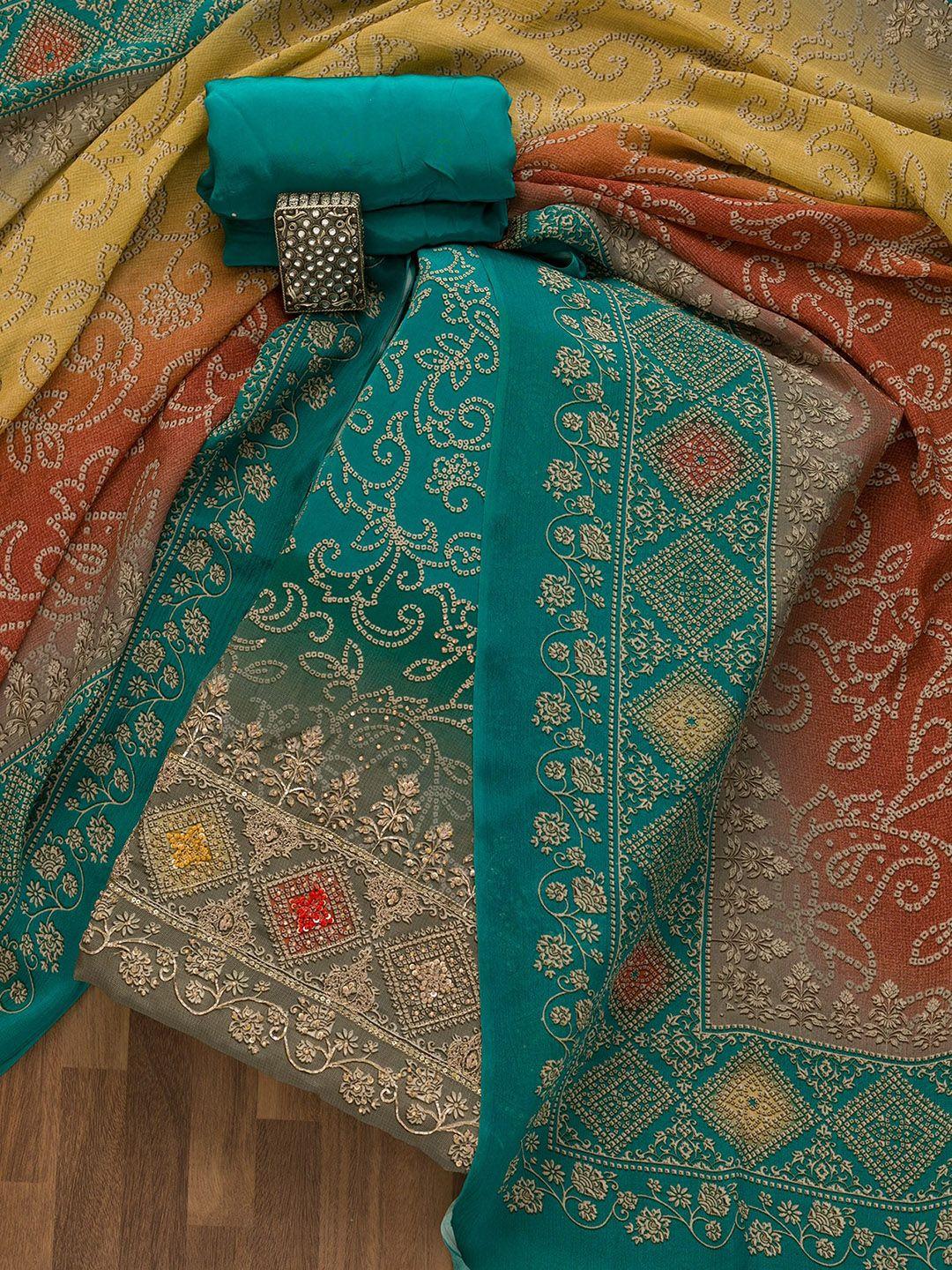 koskii bandhani printed semi-stitched dress material