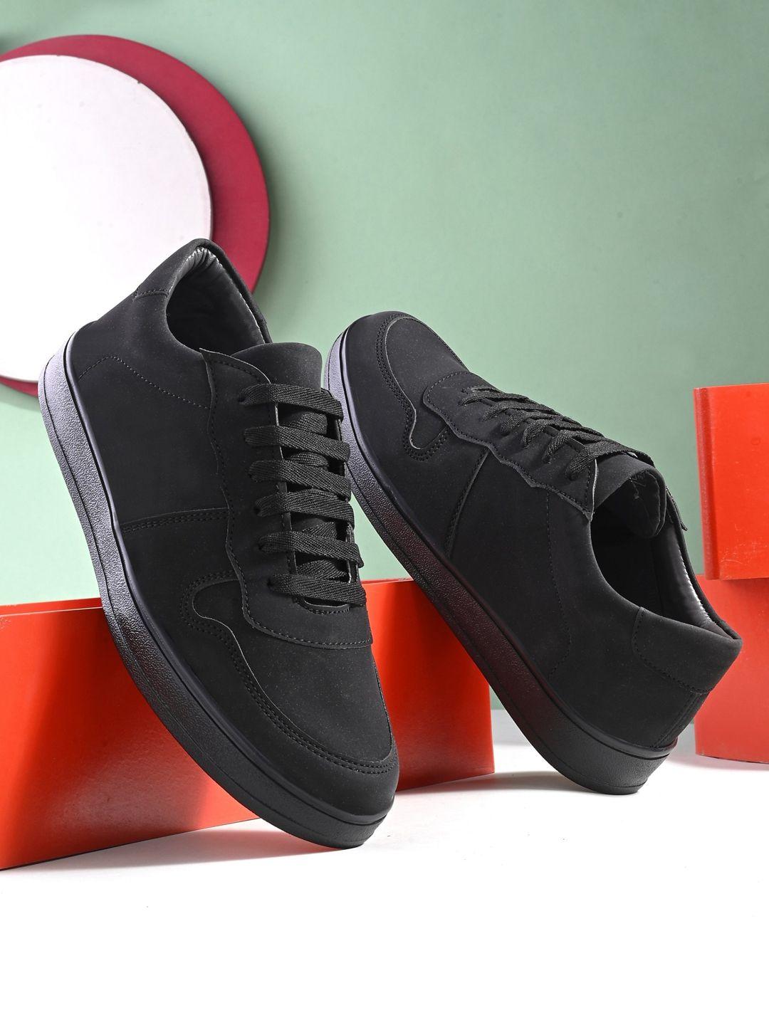 mast & harbour men black lace-up sneakers