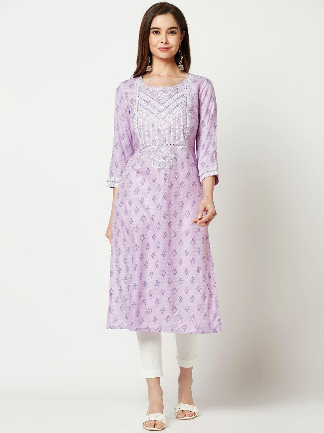 imara ethnic motifs printed mirror work straight kurta