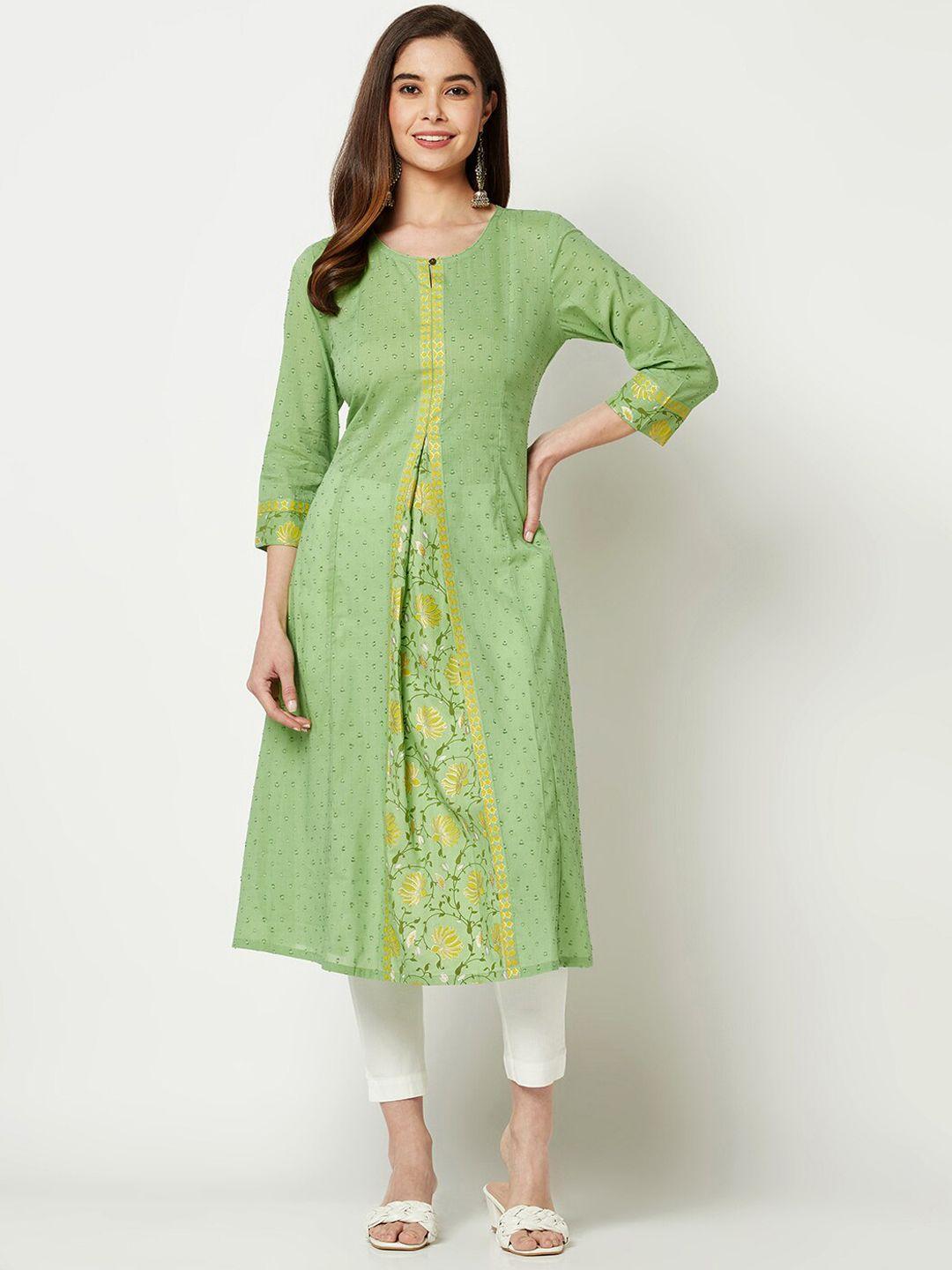 imara floral printed keyhole neck a-line pure cotton kurta