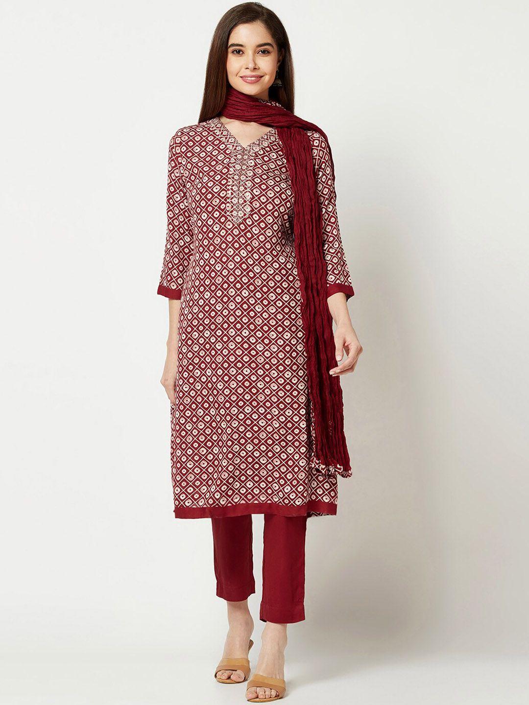 imara ethnic motifs printed regular kurta with trousers & with dupatta