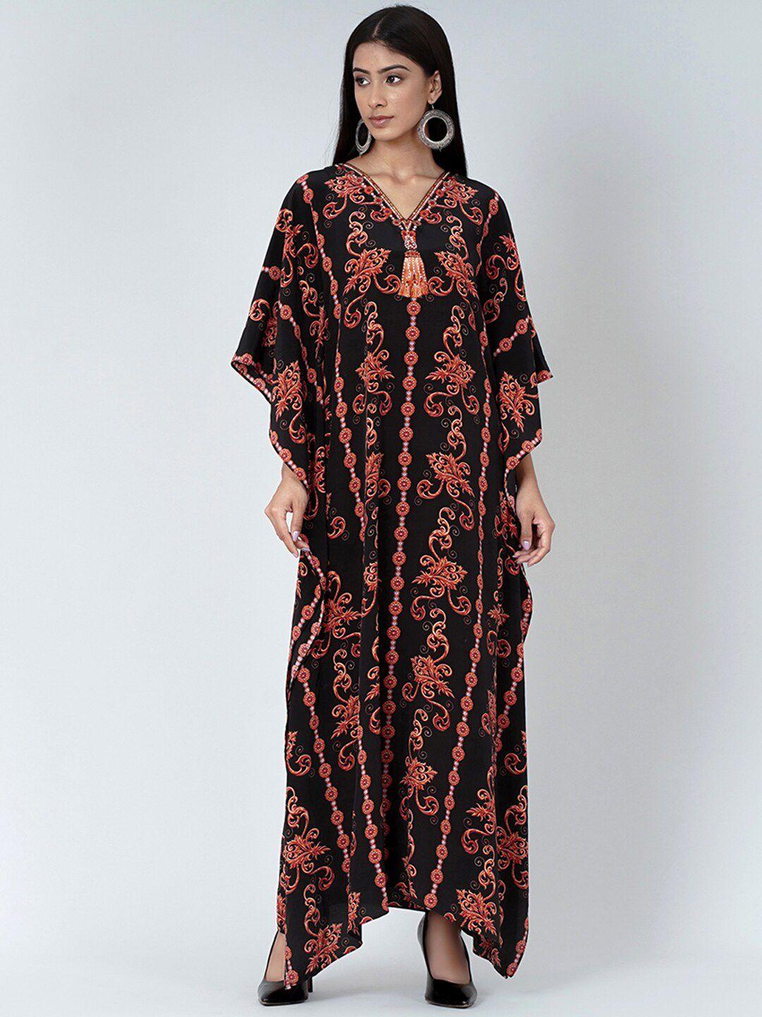 first resort by ramola bachchan ethnic motifs printed crepe kaftan maxi dress