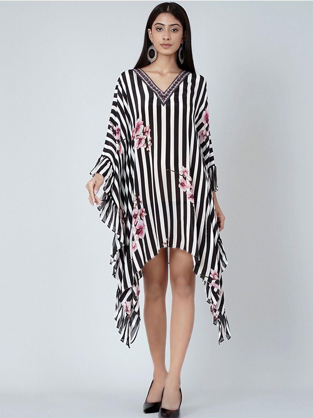 first resort by ramola bachchan striped crepe kaftan dress