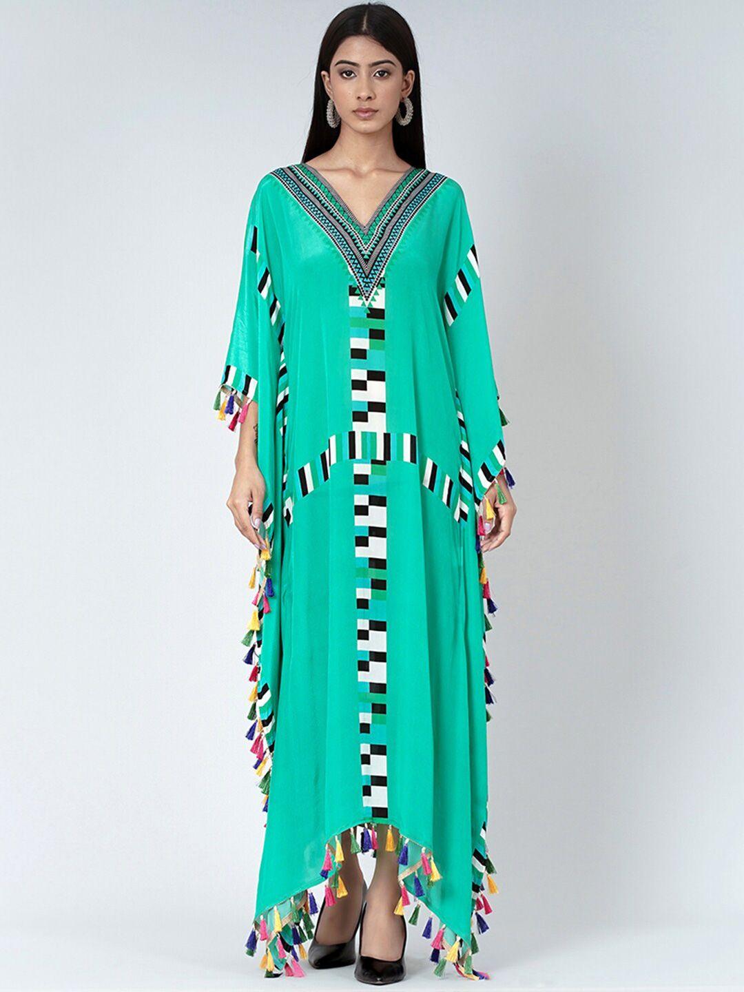 first resort by ramola bachchan geometric printed crepe kaftan dress