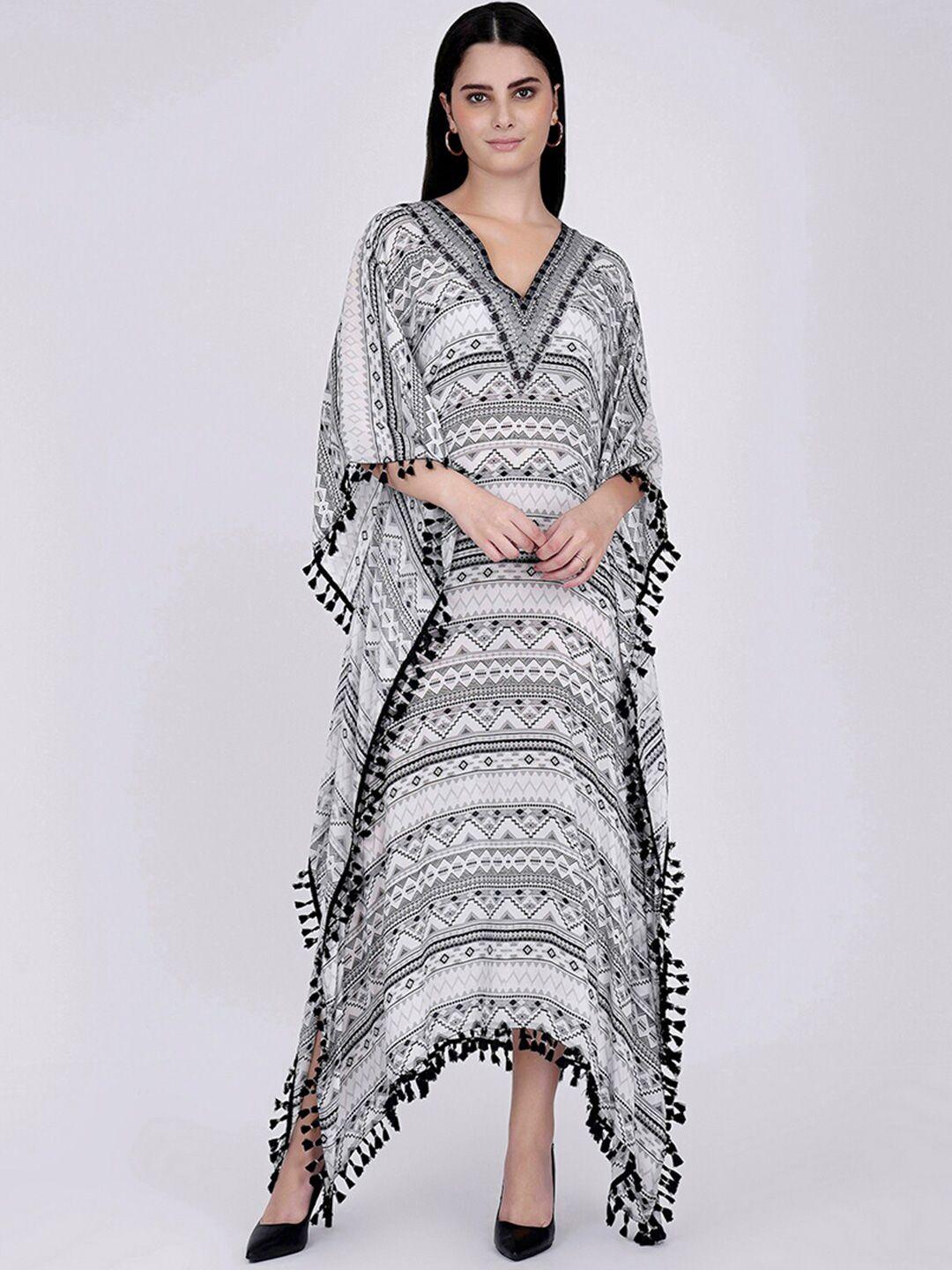 first resort by ramola bachchan ethnic motifs printed kimono sleeve crepe kaftan dress