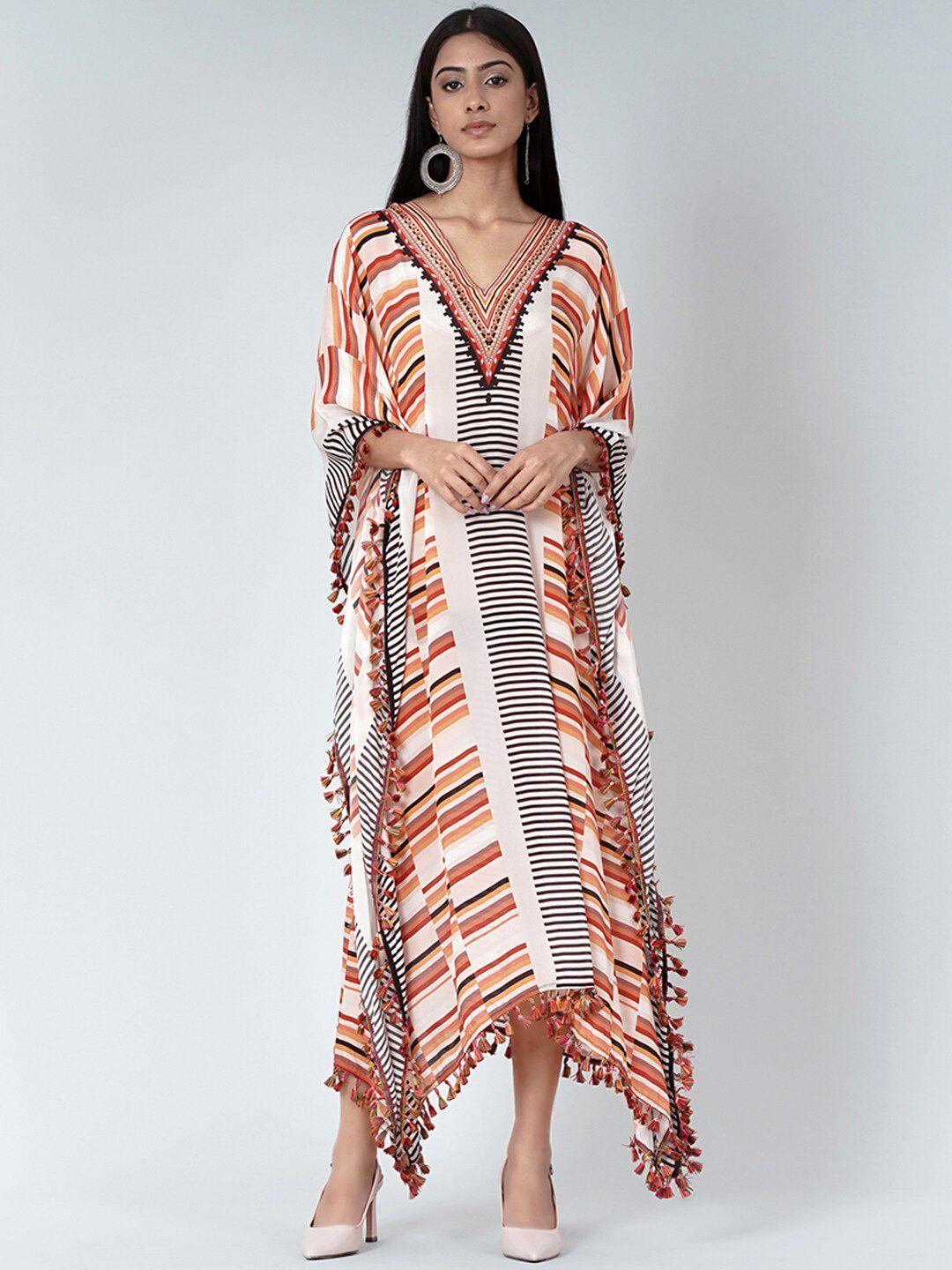 first resort by ramola bachchan striped crepe kaftan maxi dress