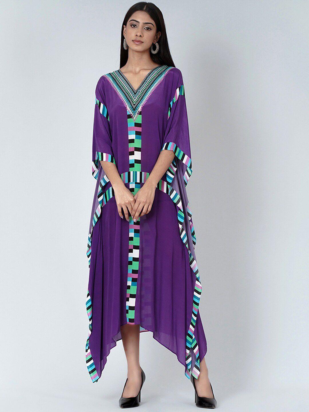 first resort by ramola bachchan geometric printed v-neck kaftan maxi dress