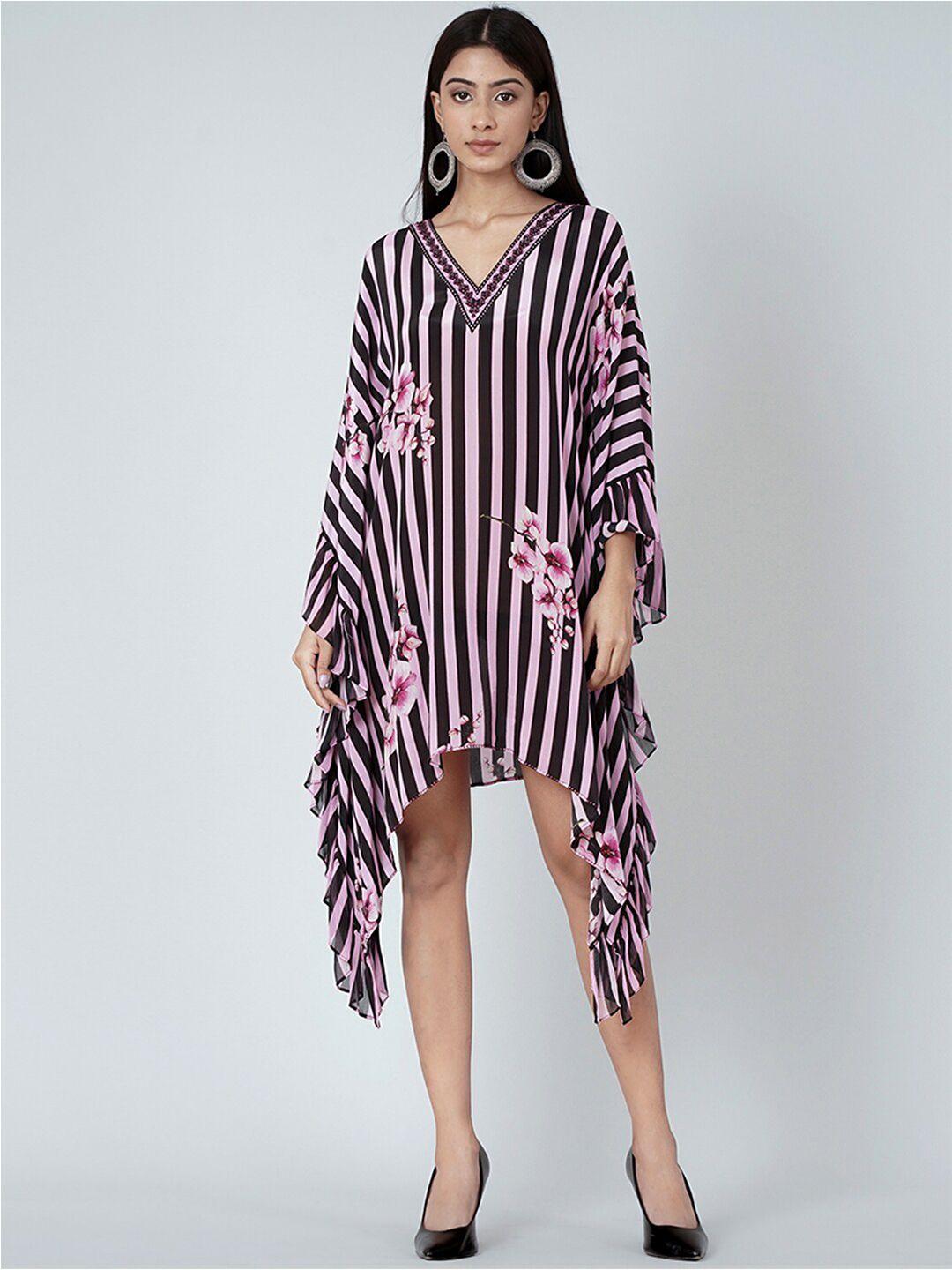 first resort by ramola bachchan striped crepe kaftan dress