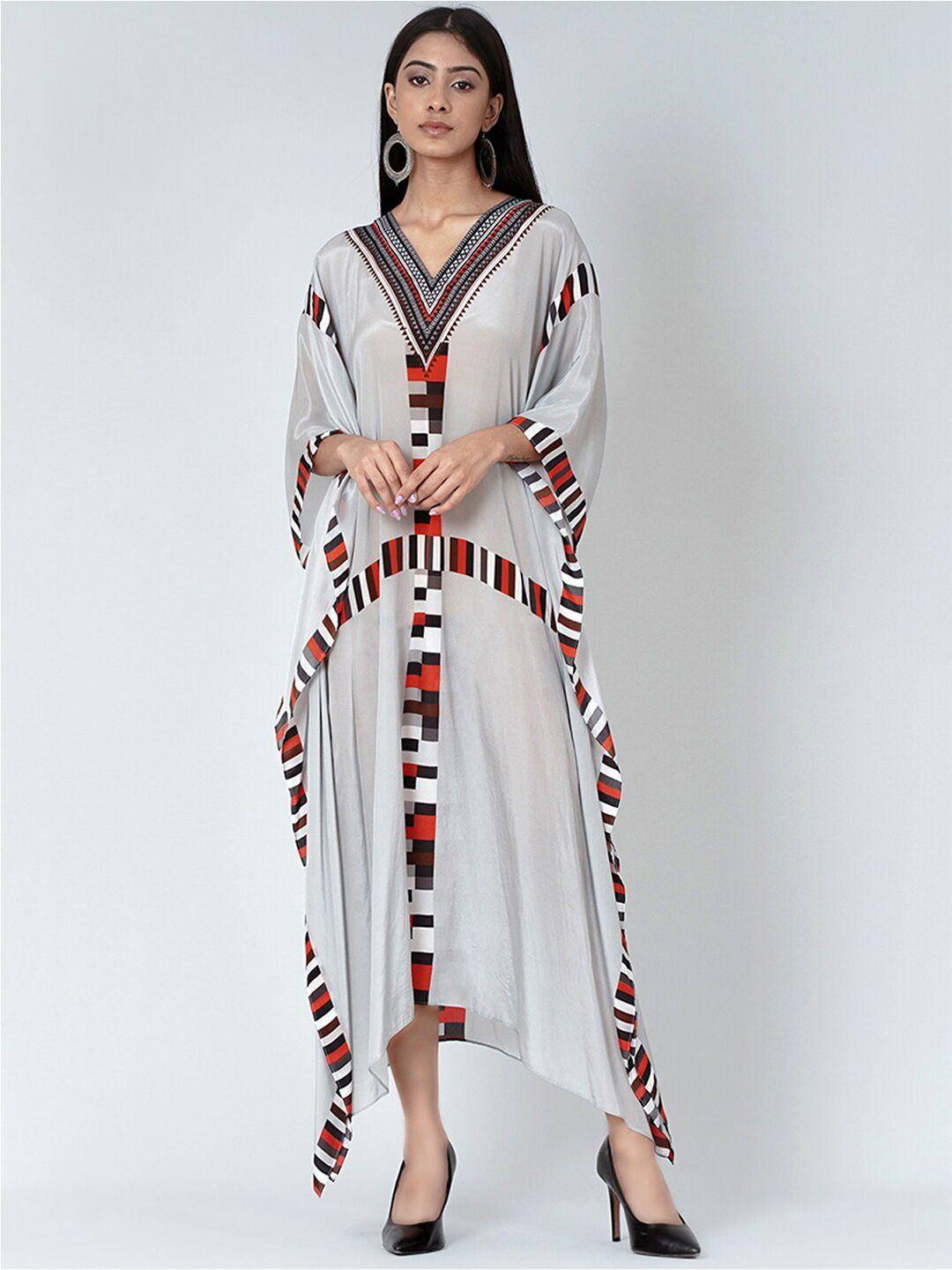 first resort by ramola bachchan geometric printed crepe kaftan dress