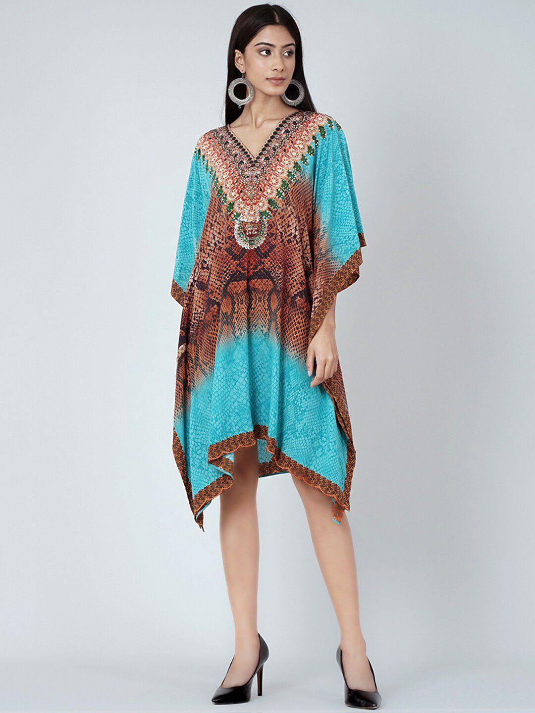 first resort by ramola bachchan animal printed crepe kaftan dress