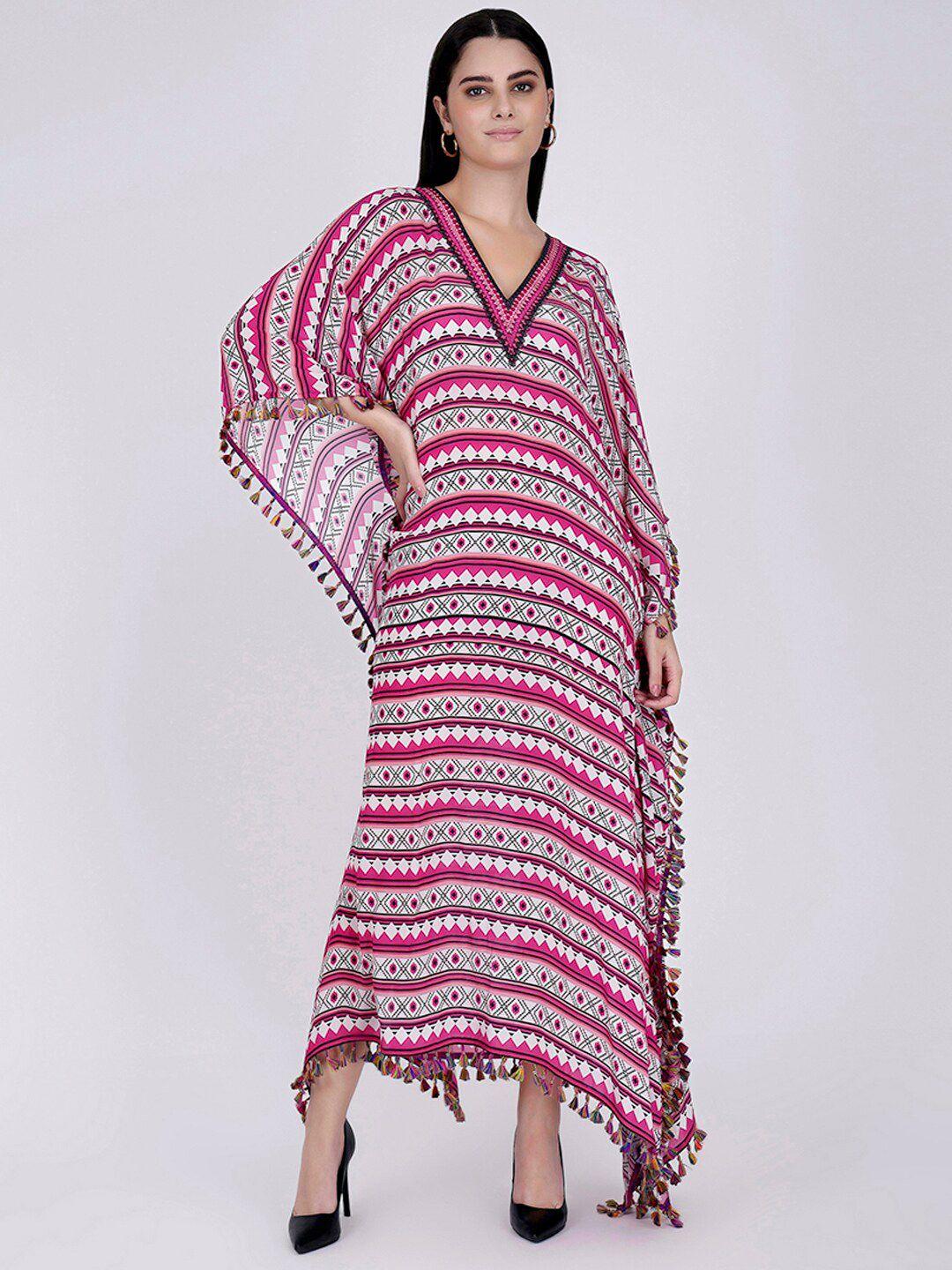 first resort by ramola bachchan geometric printed crepe kaftan maxi dress