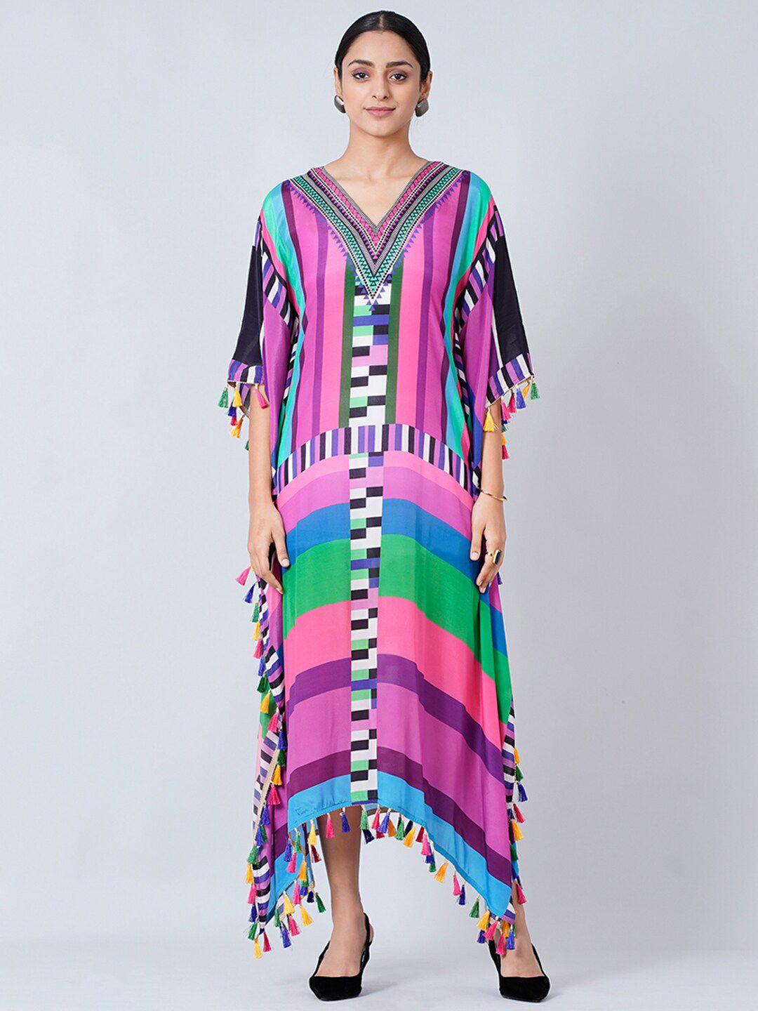 first resort by ramola bachchan geometric printed crepe maxi kaftan dress