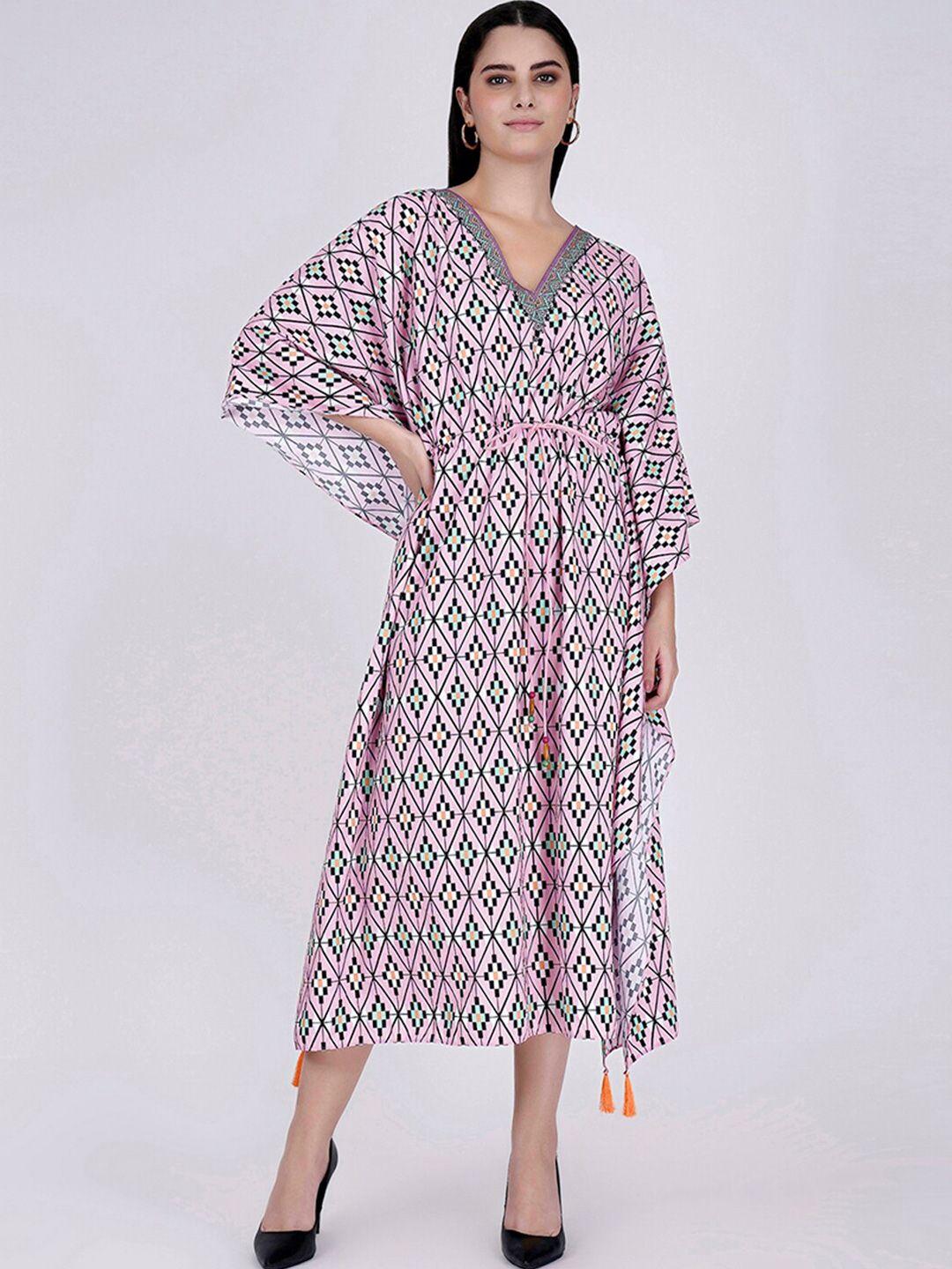 first resort by ramola bachchan geometric printed mid kaftan dress