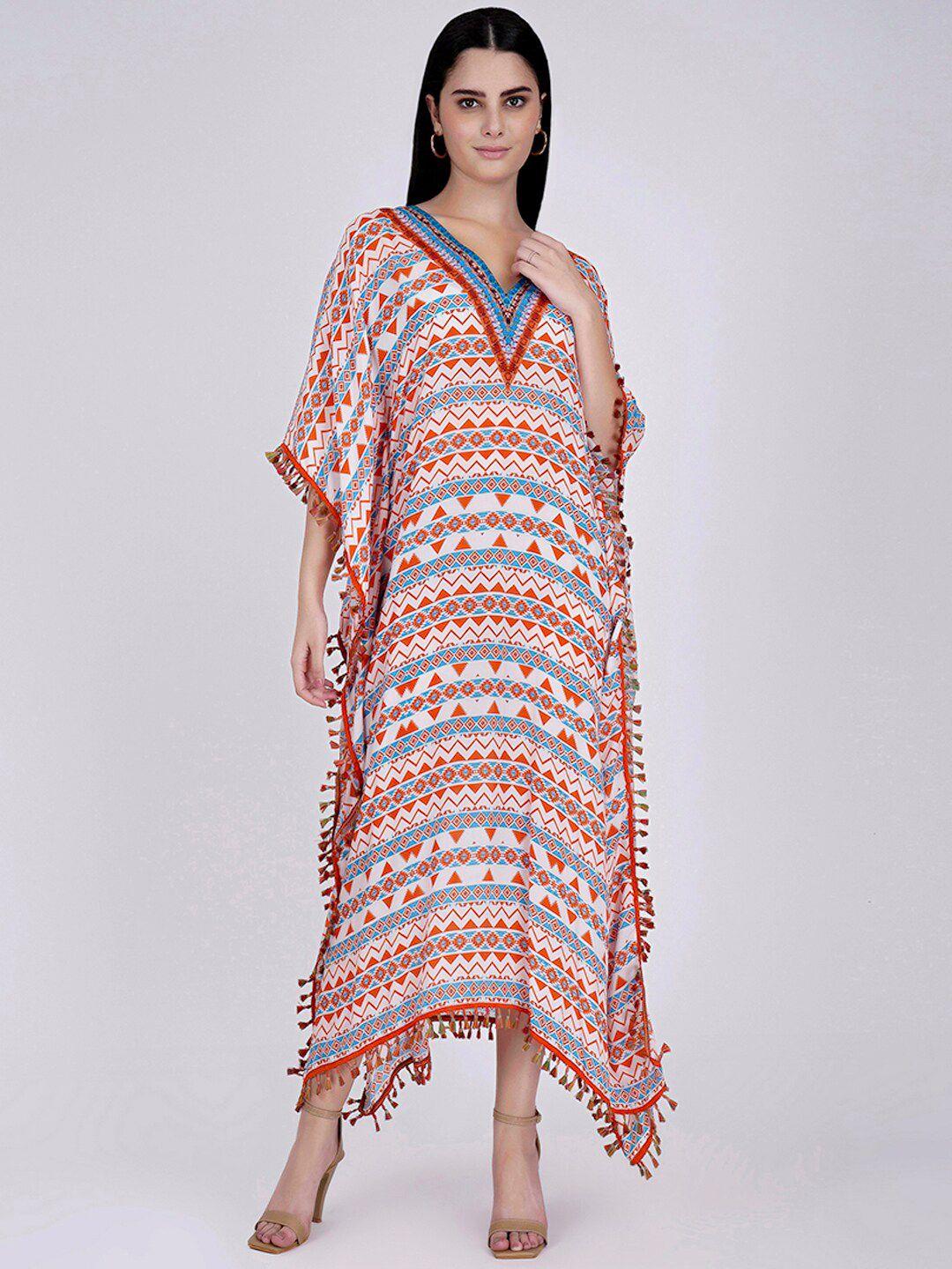 first resort by ramola bachchan printed kimono sleeve crepe kaftan maxi dress