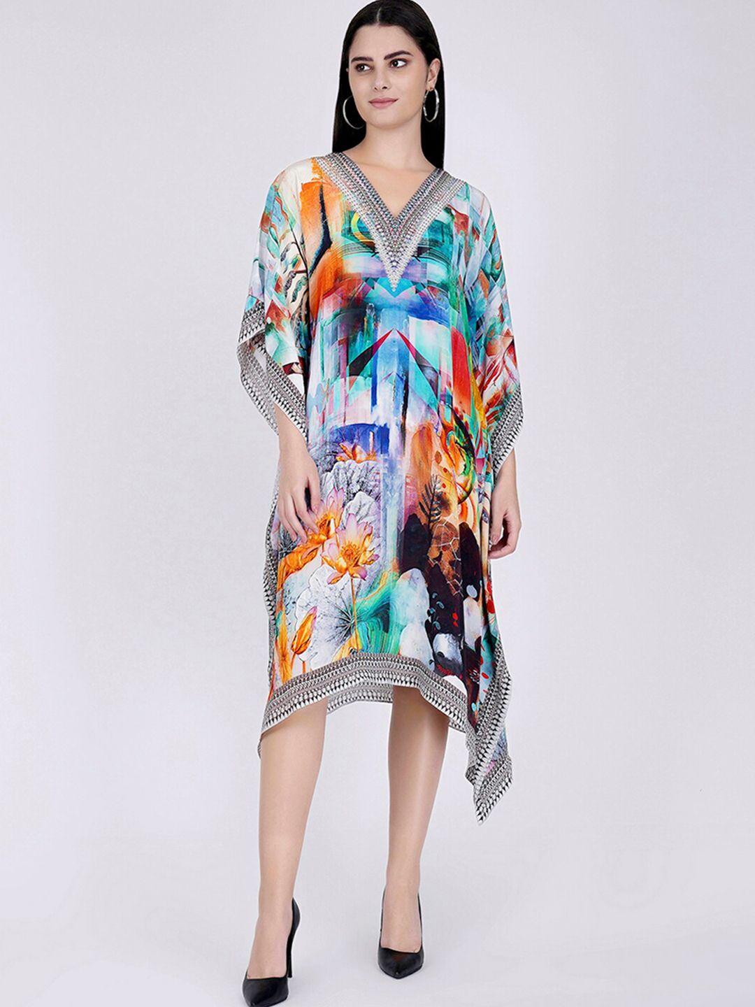 first resort by ramola bachchan floral printed crepe kaftan dress