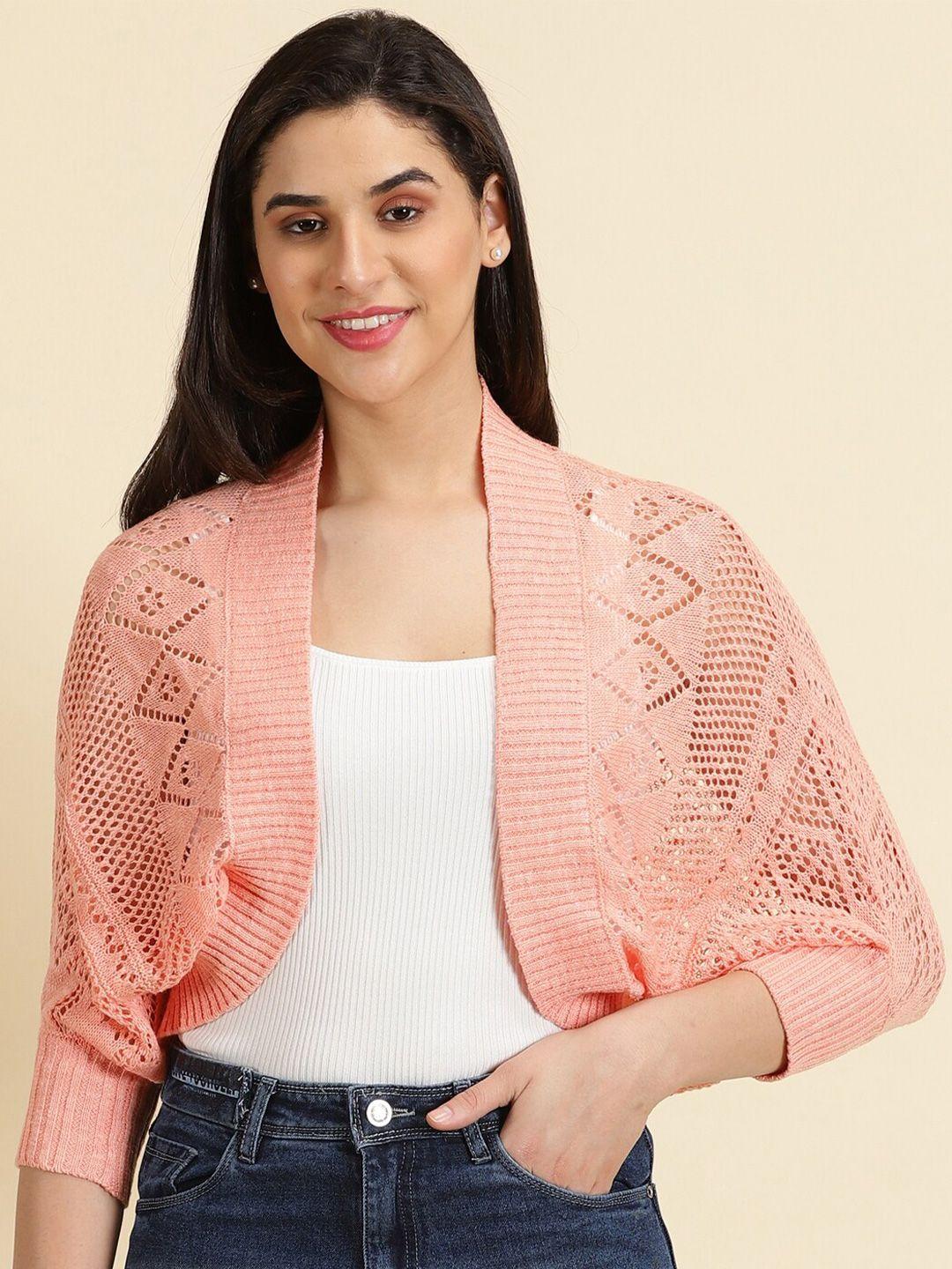 showoff self design wool open front shrug