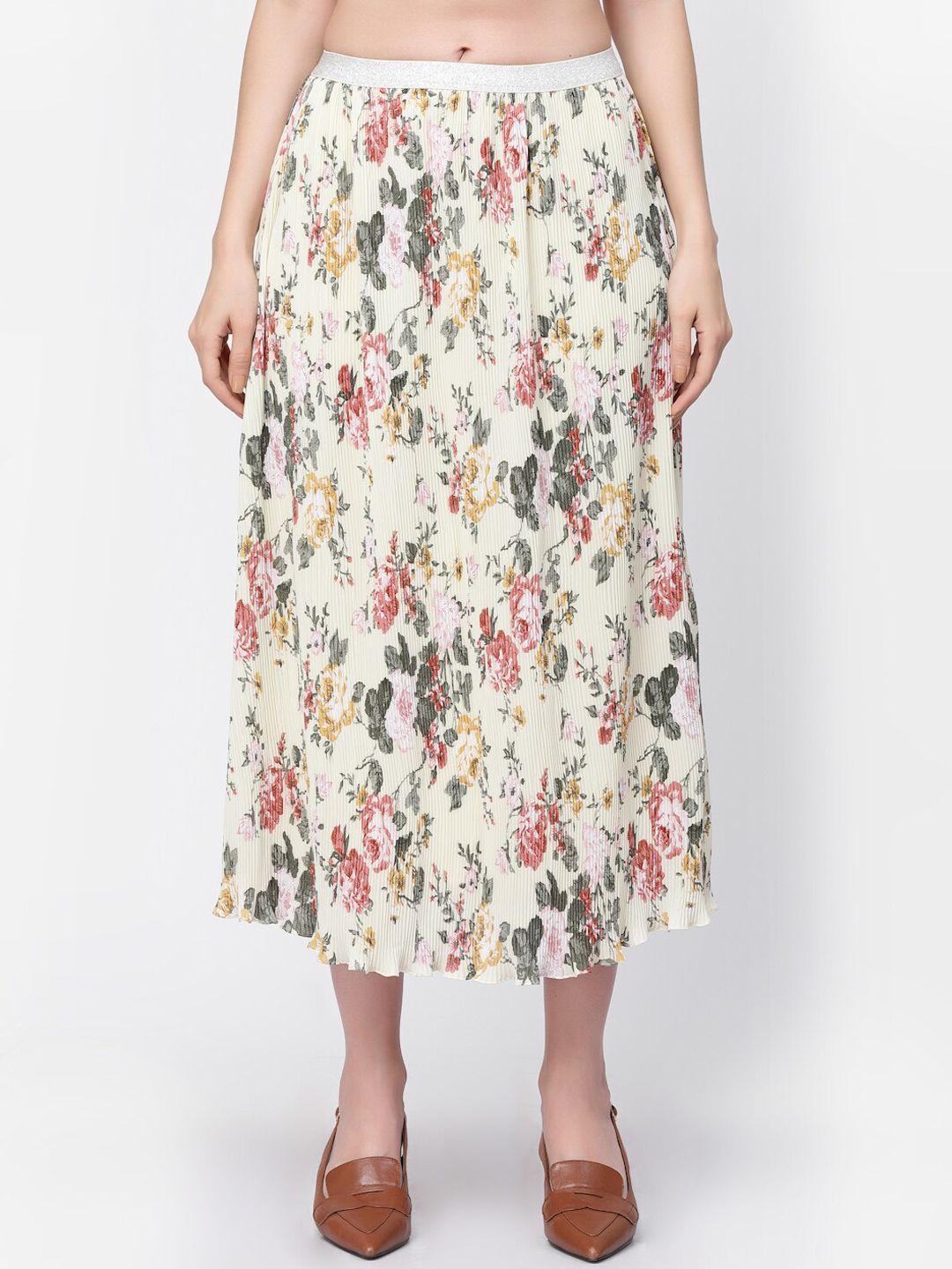 lela floral printed pleated skirt