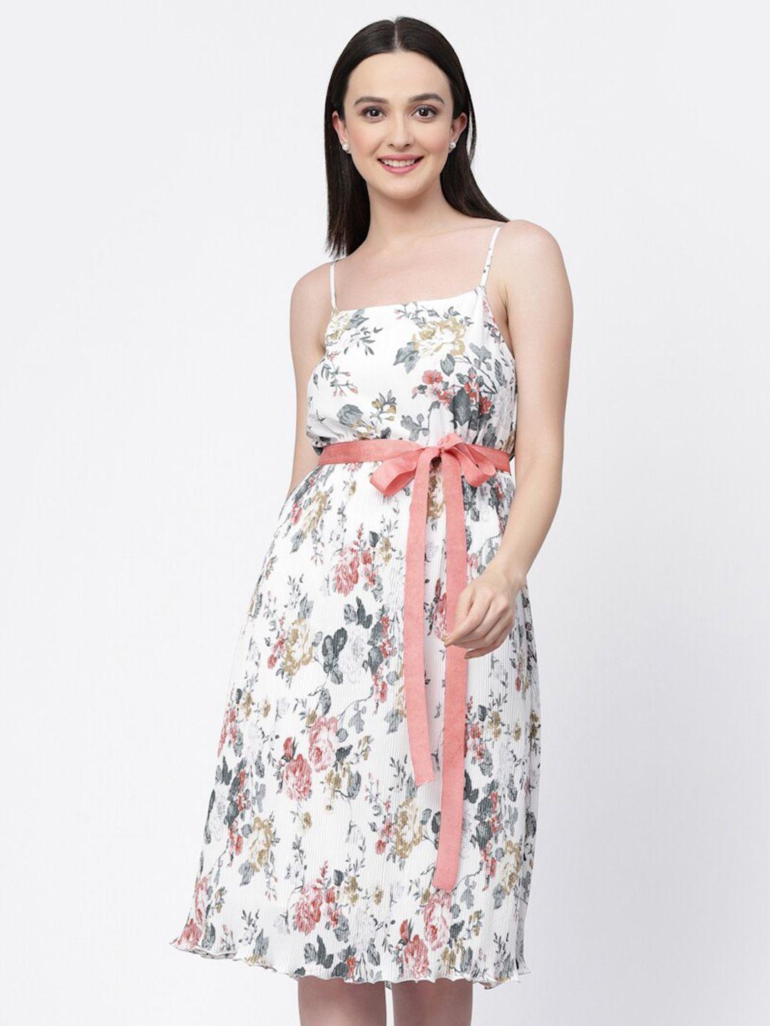 lela floral printed georgette fit & flare dress