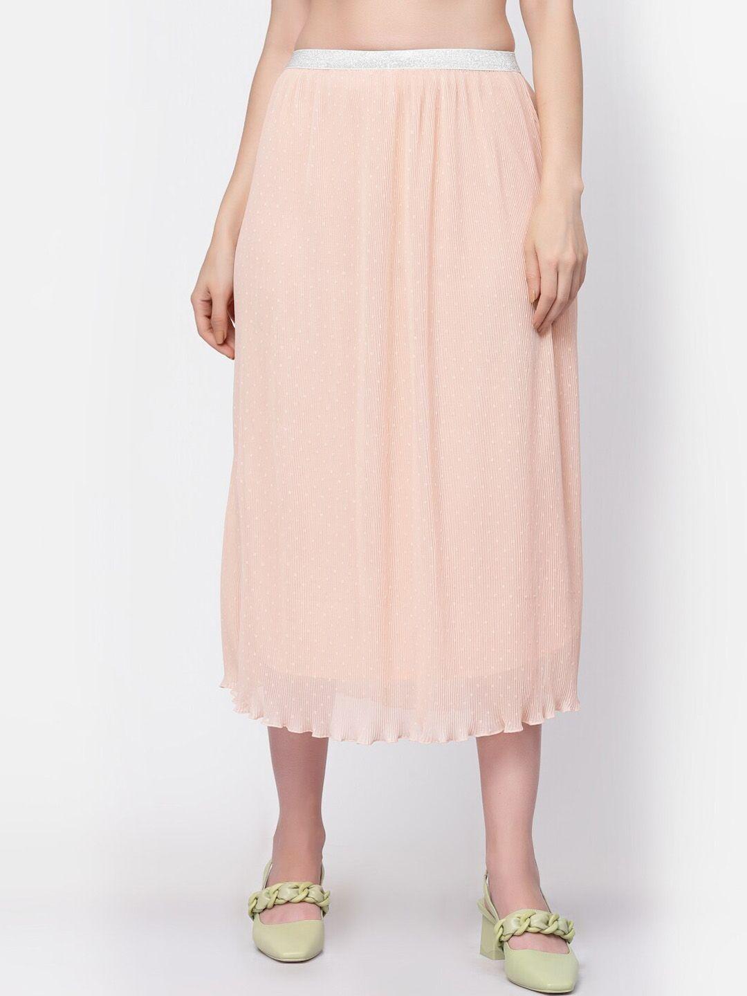 lela pleated georgette midi a-line skirt