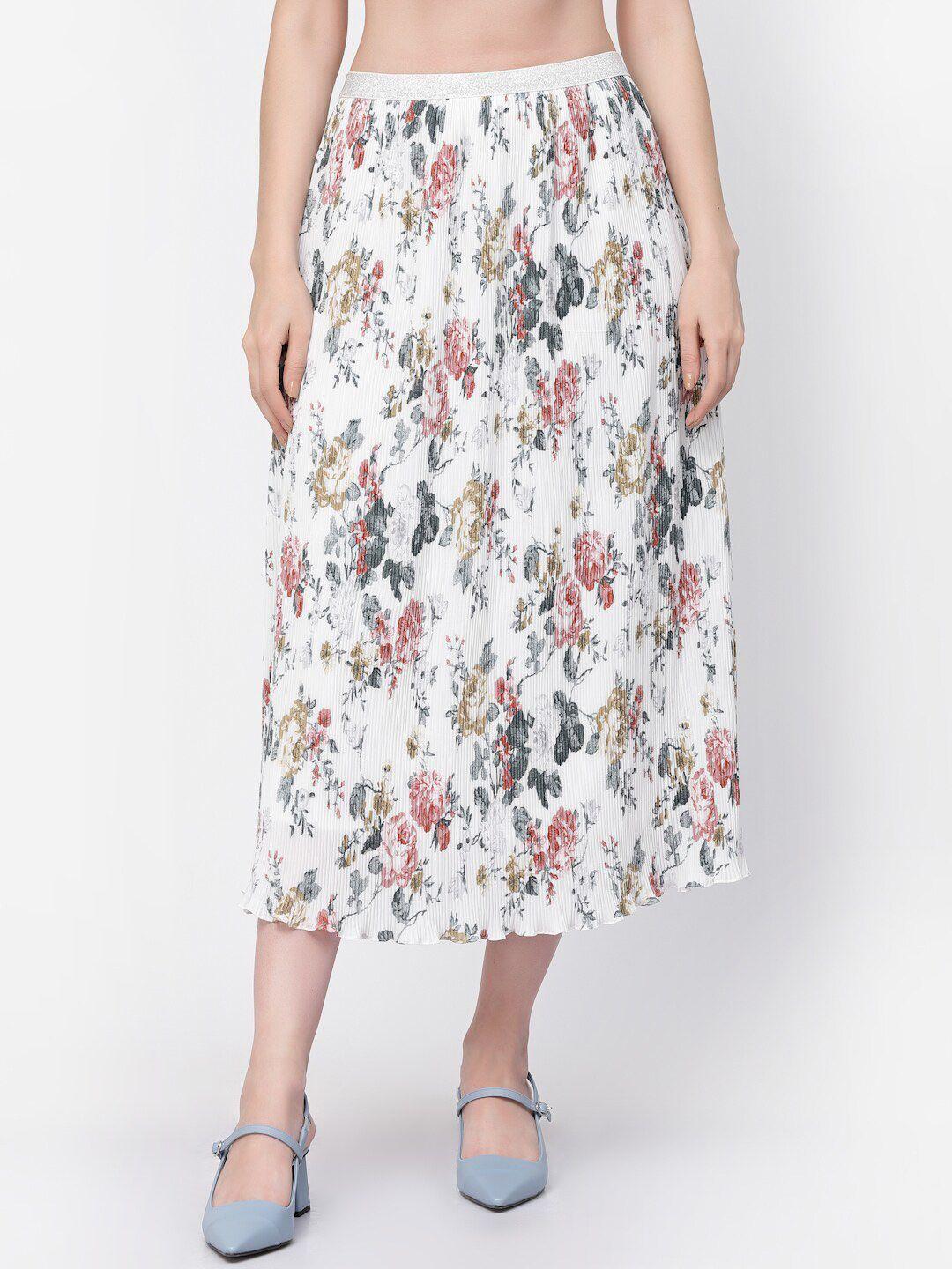 lela floral printed pleated a-line skirts