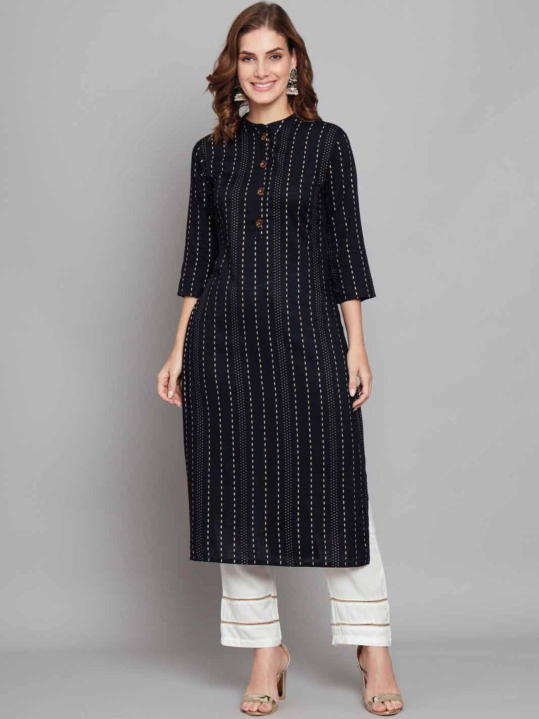 kalini striped mandarin collar kurta with palazzos