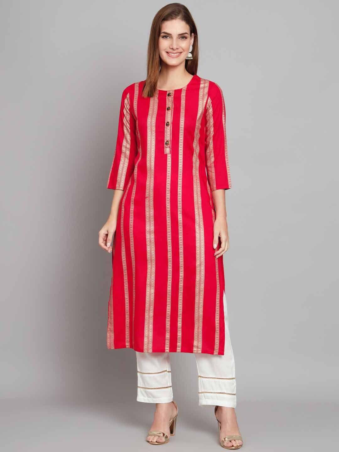 kalini striped straight kurta with trousers