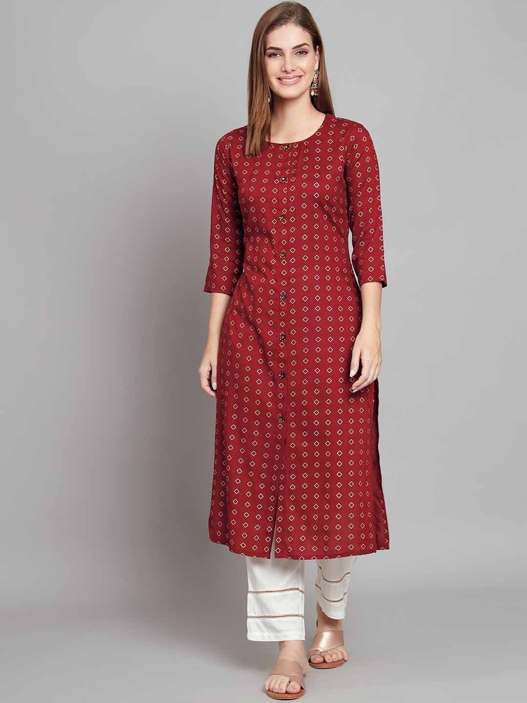 kalini geometric foil printed kurta with palazzos