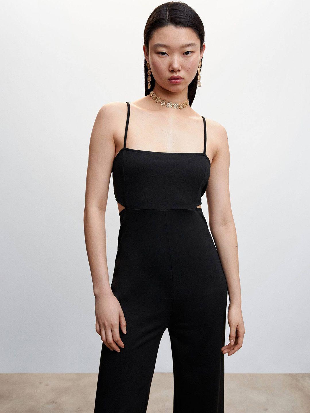 mango shoulder straps cut-out detail jumpsuit