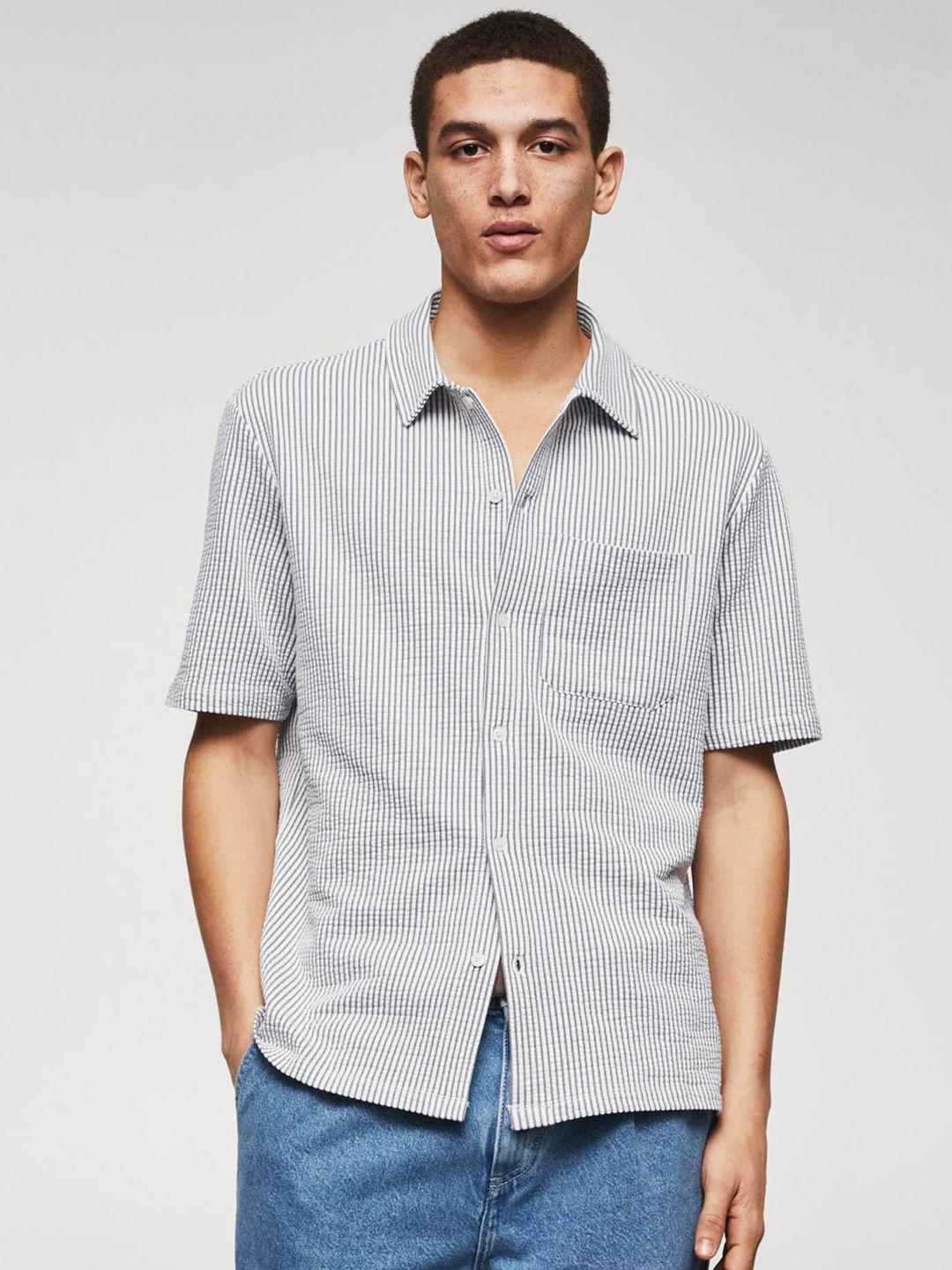 mango man striped seersucker sustainable shirt