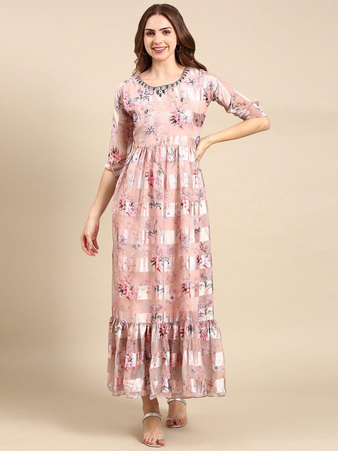 showoff floral print chiffon maxi dress