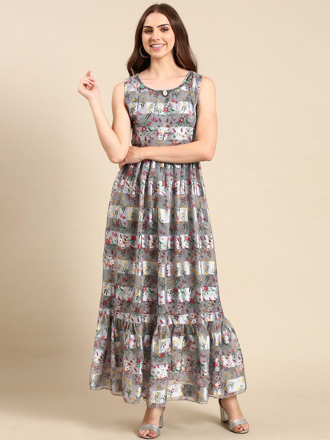 showoff ethnic motifs print chiffon maxi dress