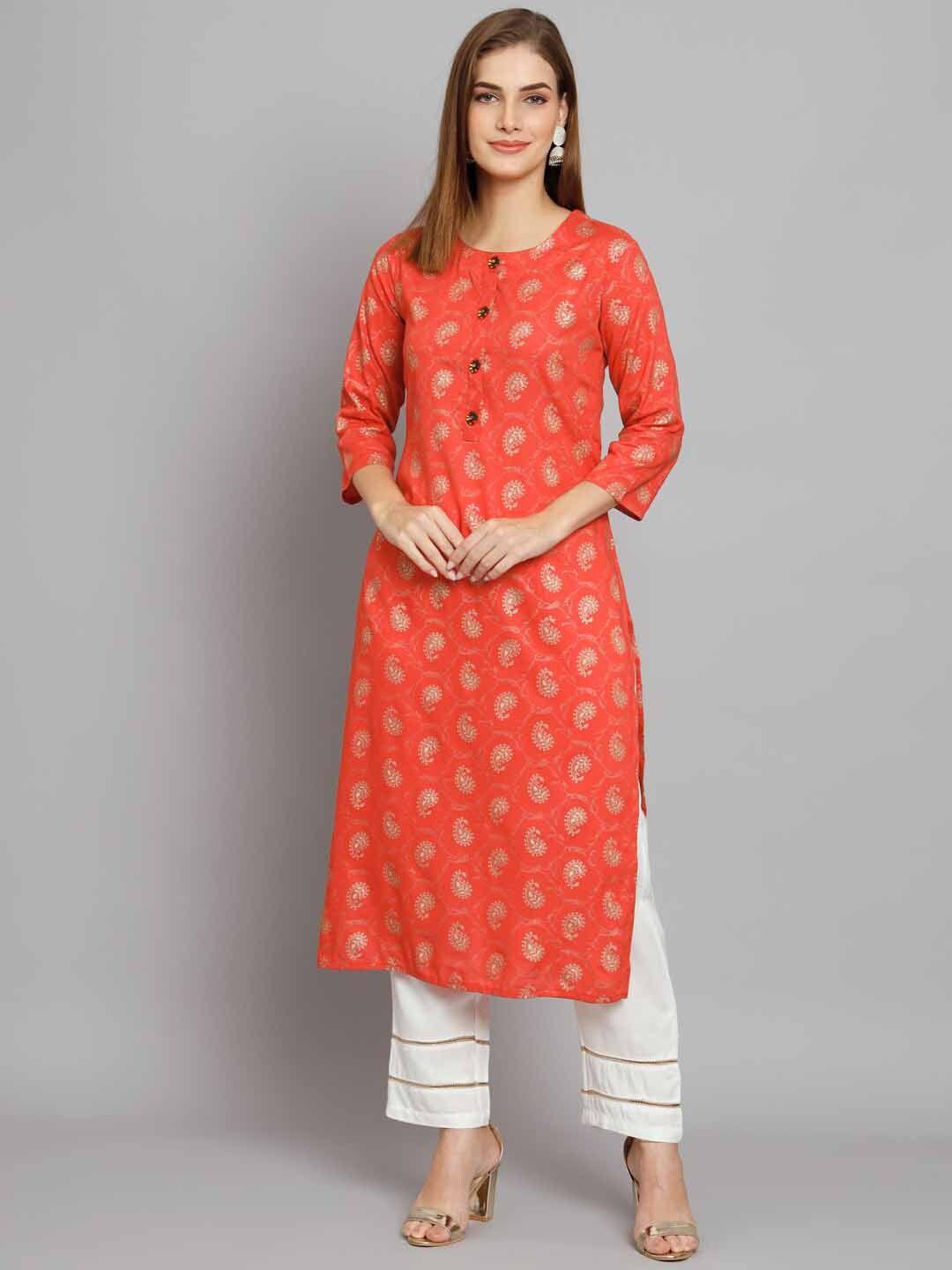 nehamta paisley printed straight kurta with palazzos