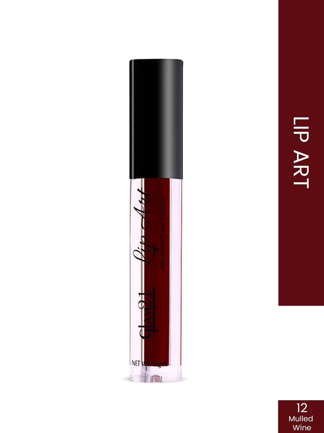 glam21 lip art non-transfer matte liquid lipstick 3 g - mulled wine 12