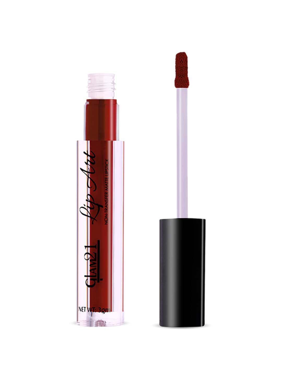 glam21 lip art waterproof non-transfer matte liquid lipstick 3 g - maroon chic 10