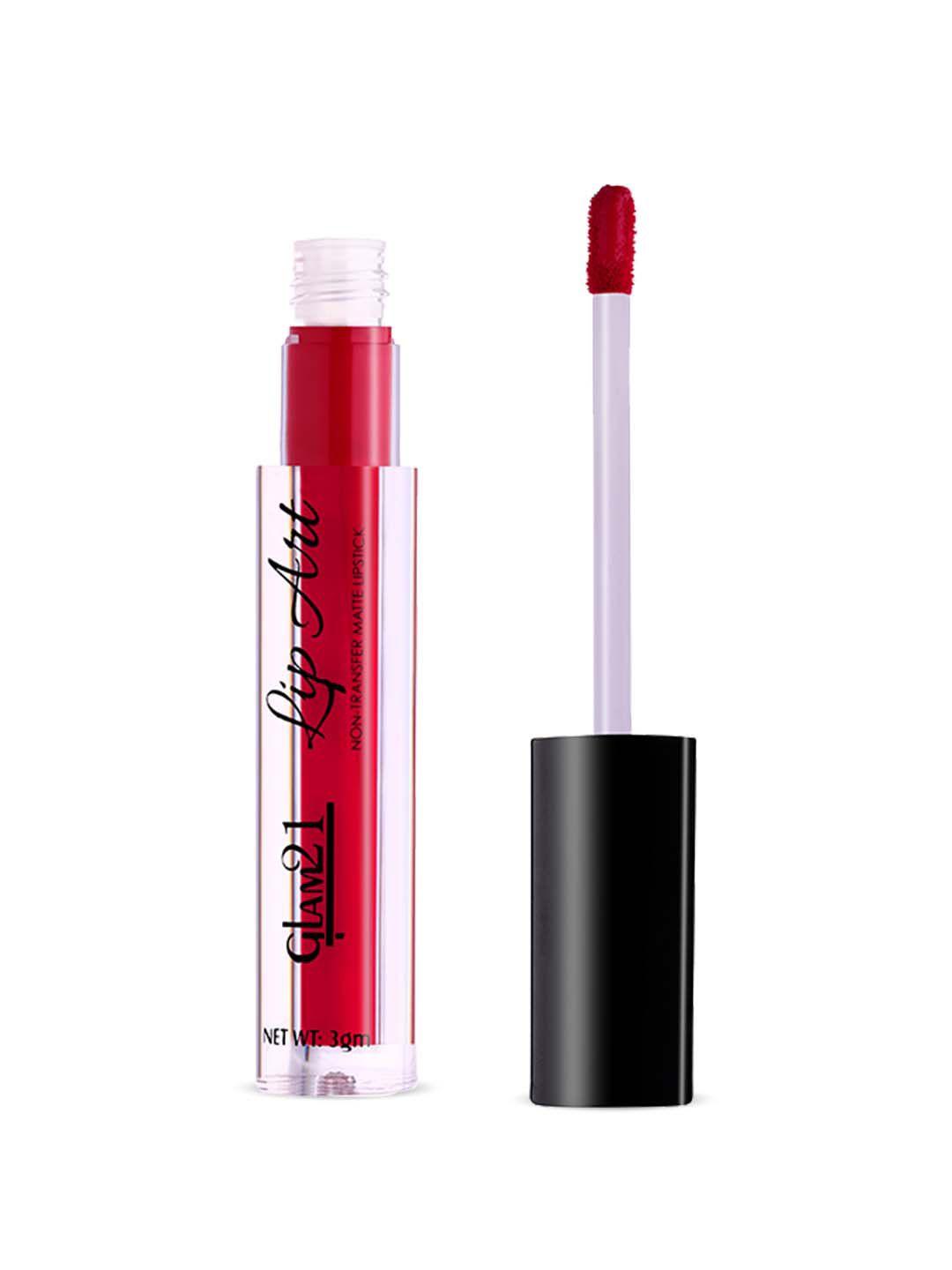 glam21 lip art waterproof non-transfer matte liquid lipstick 3 g - fatal red-04