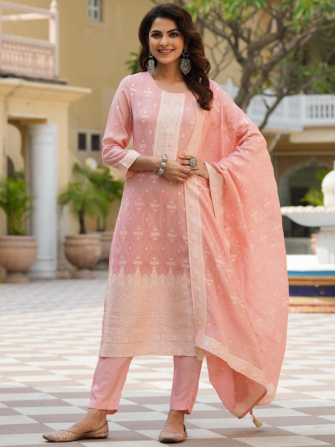 scakhi ethnic motifs woven design kurta with trousers & dupatta