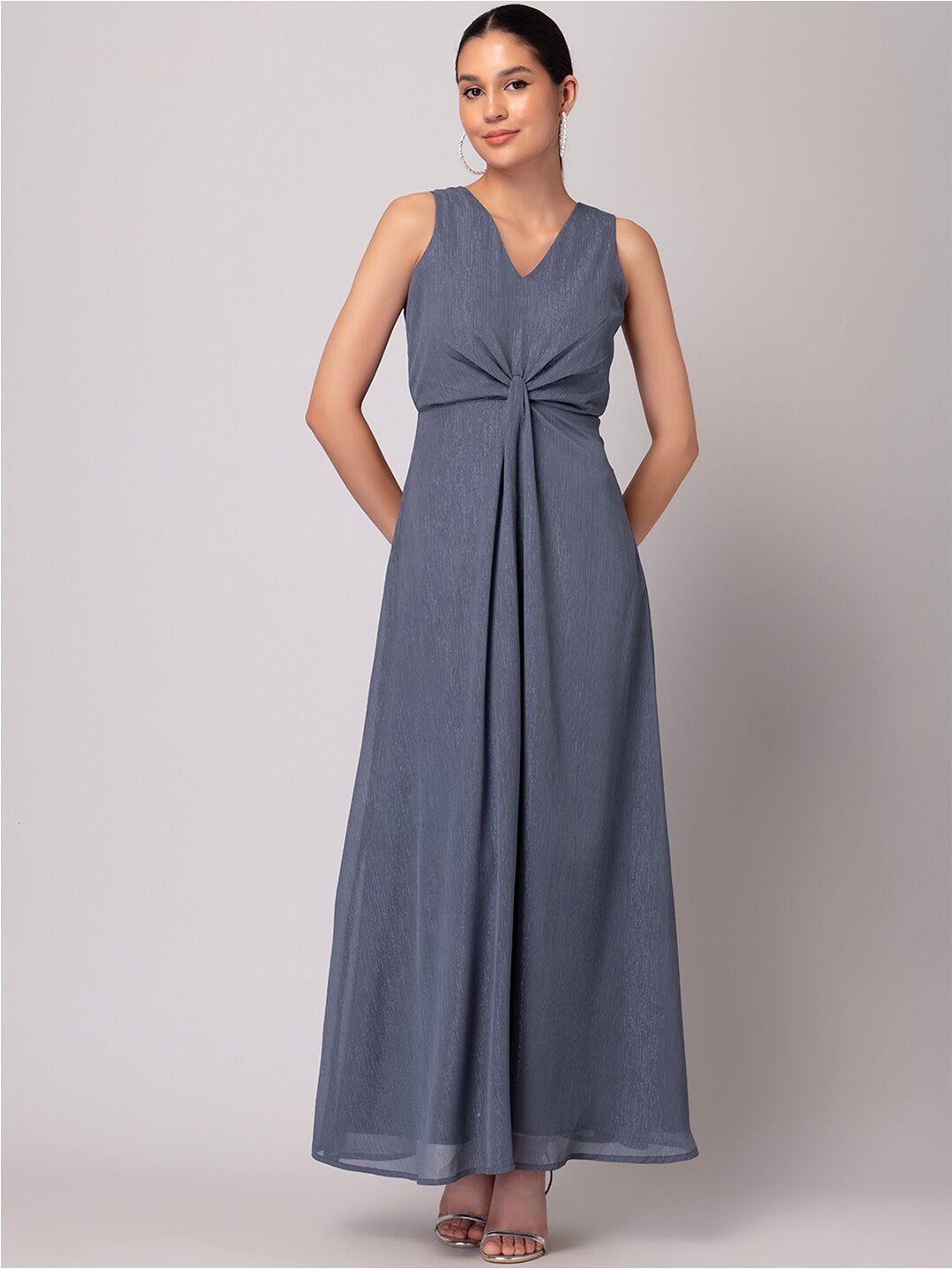 faballey v-neck chiffon maxi dress