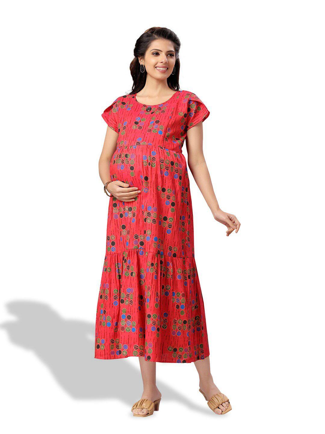 cee-18 printed maternity fit & flare dress