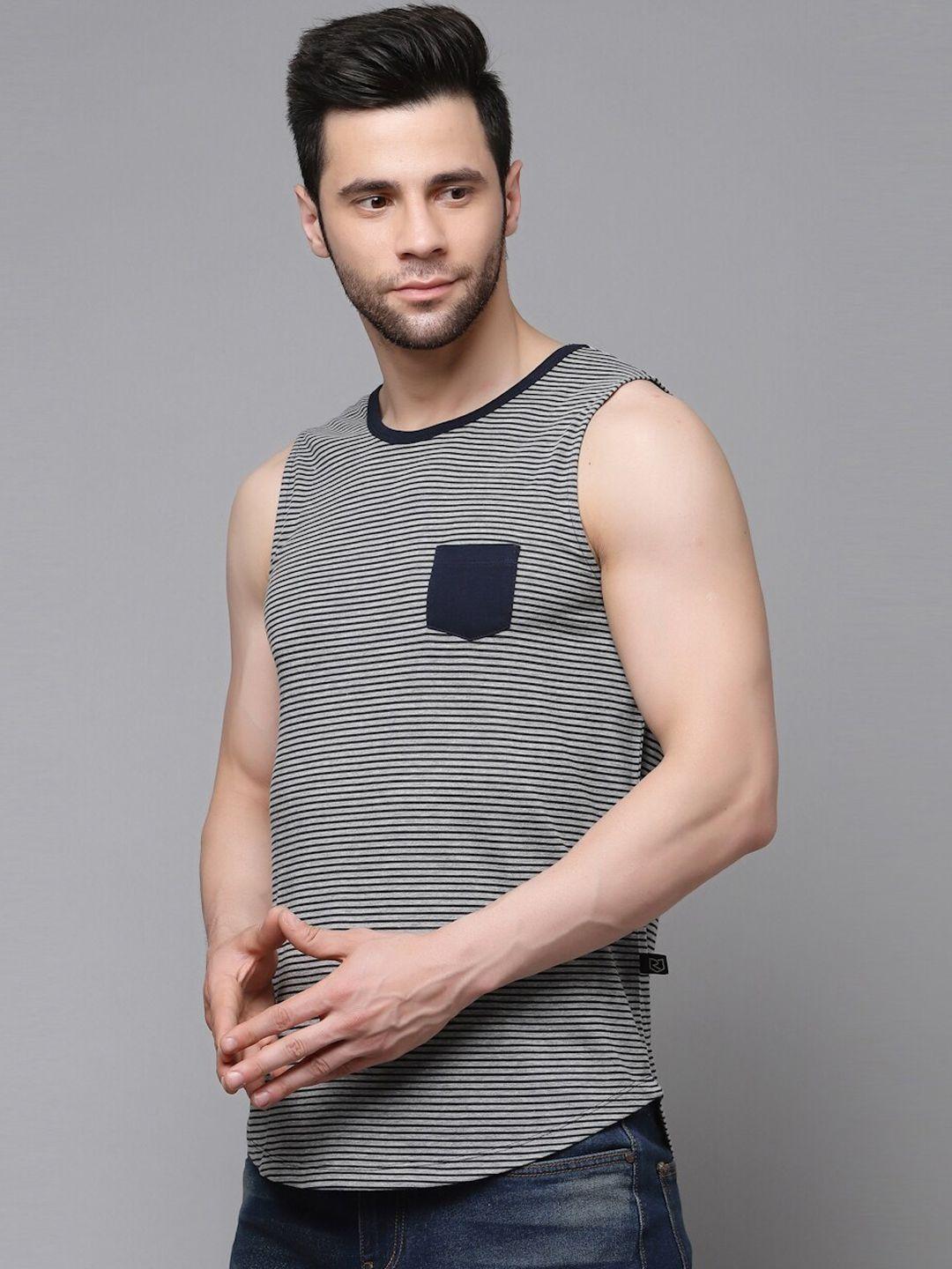 rigo striped slim-fit cotton basic vests