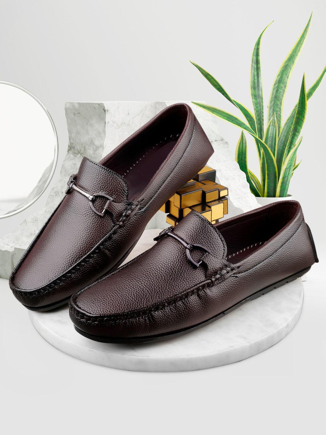 woakers men textured waterproof lining horsebit loafers