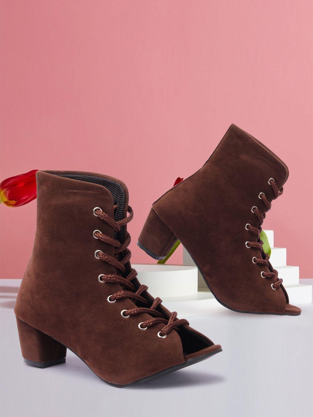 ophelia mid top velvet block heel regular boots