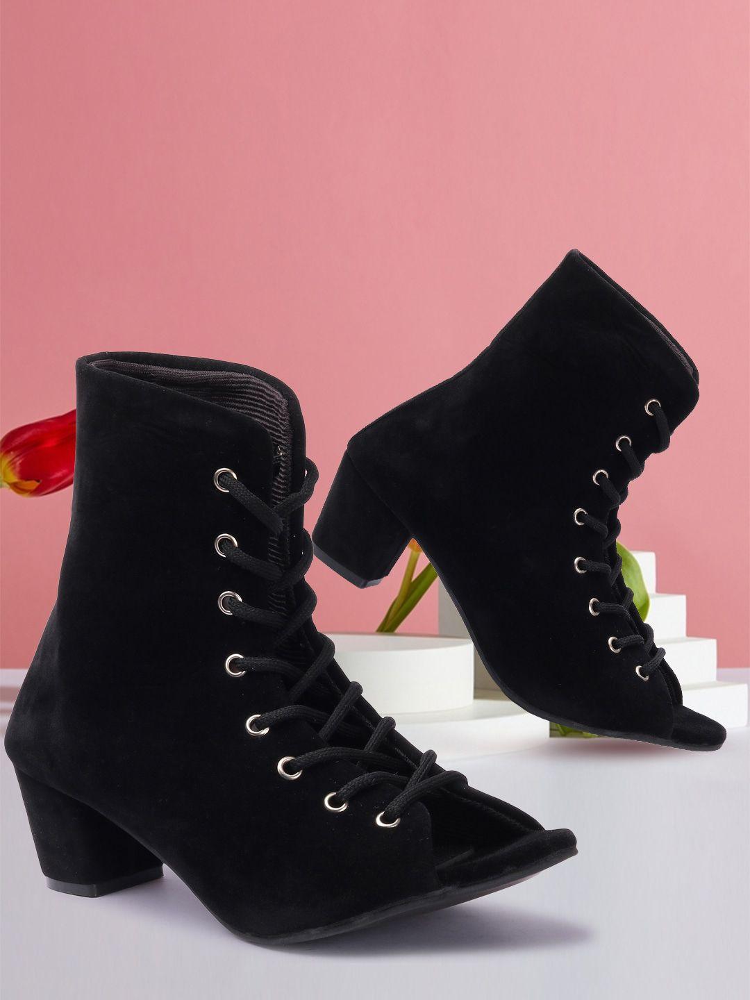 ophelia mid top velvet block heel regular boots