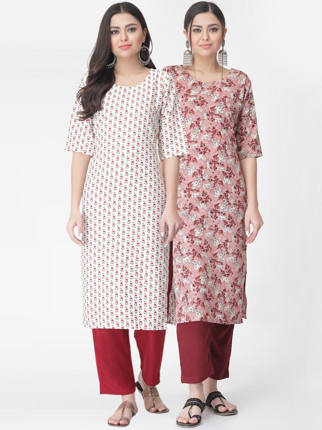 kalini pack of 2 printed kurta with trousers