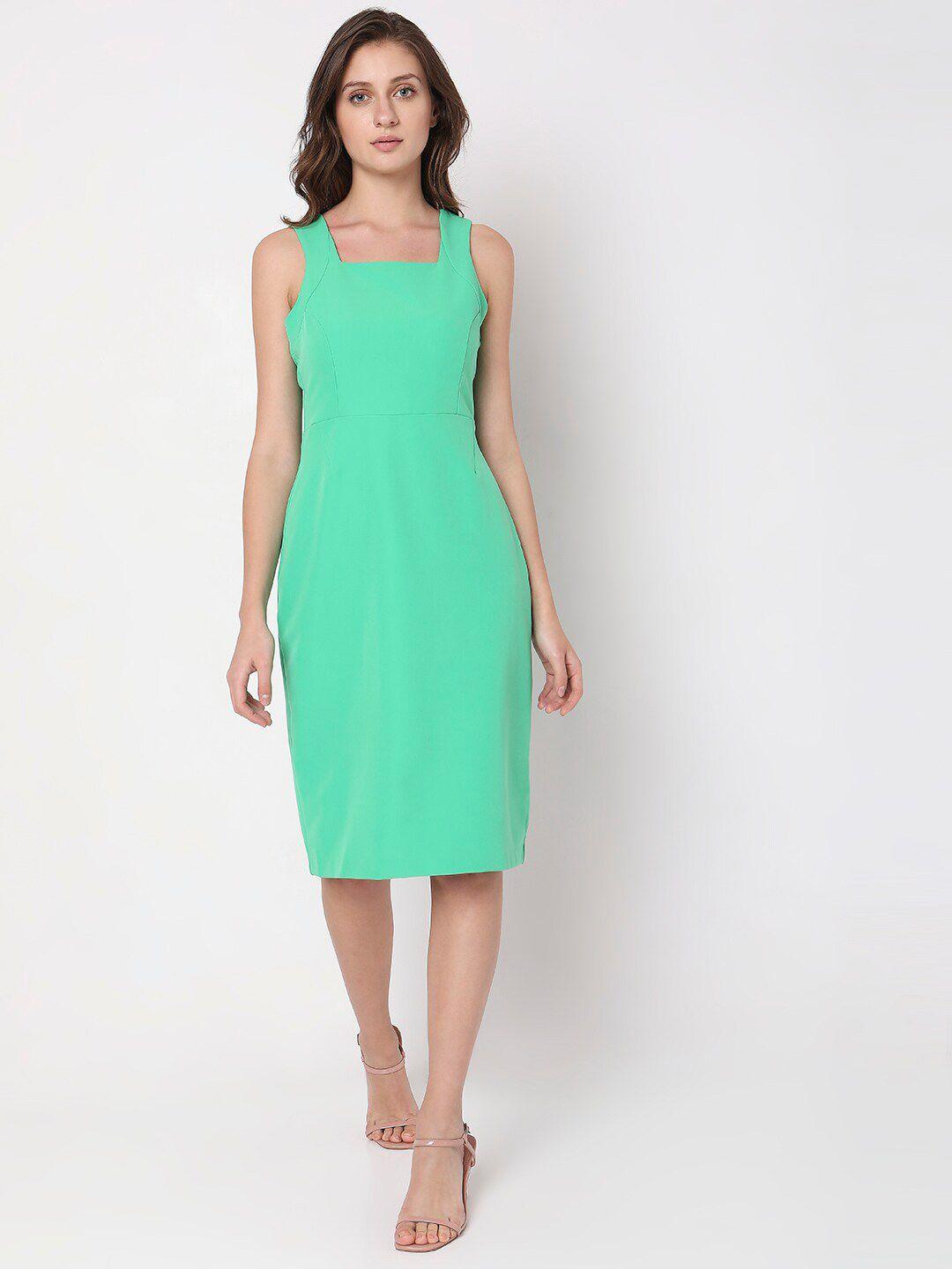 vero moda square neck knee length sheath dress