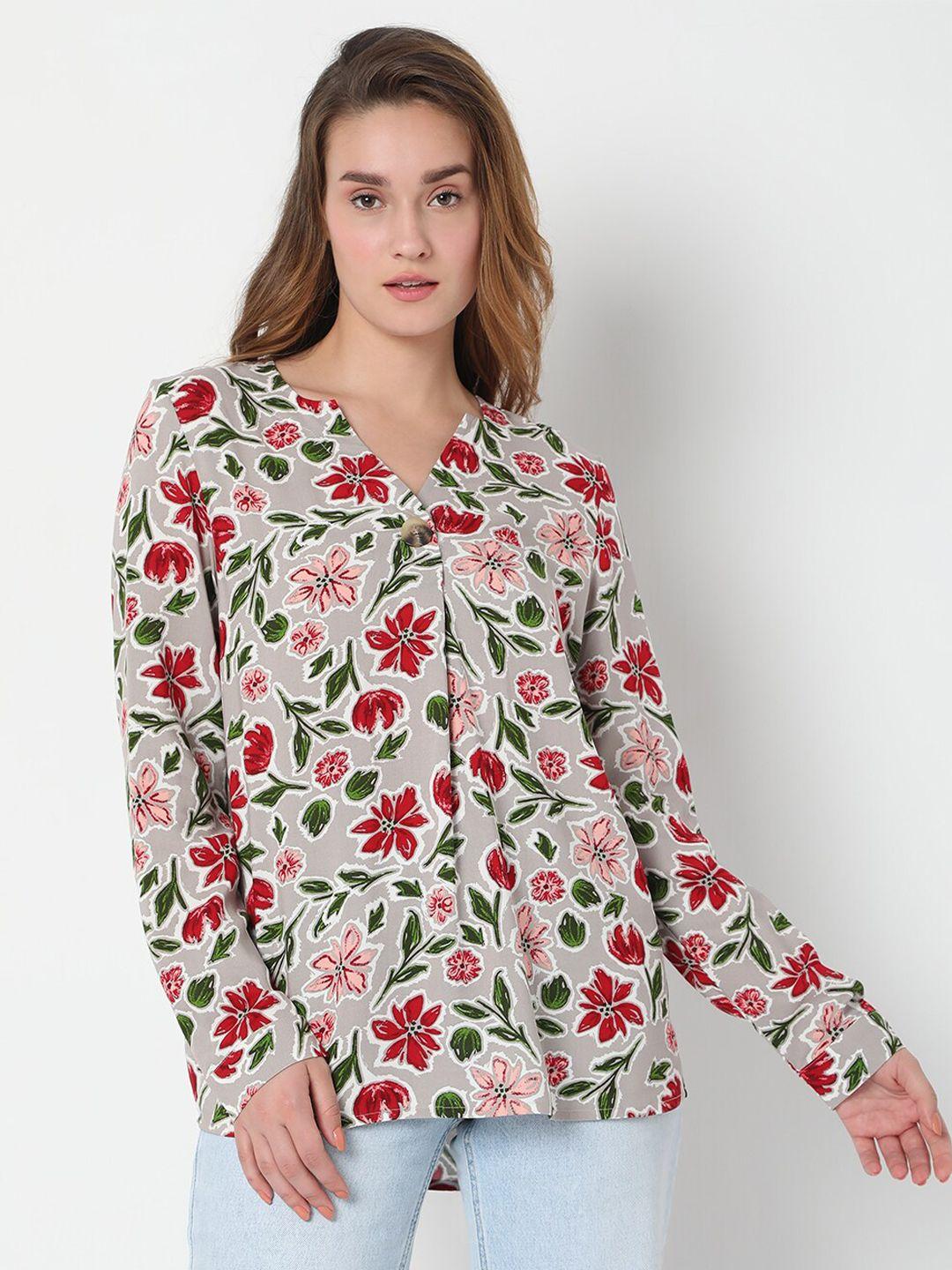 vero moda floral printed shirt style top