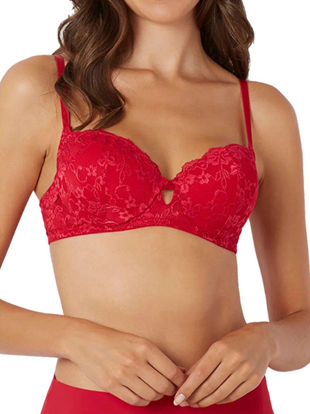 yamamay floral lace underwired non padded full coverage 360 degree support push up bra