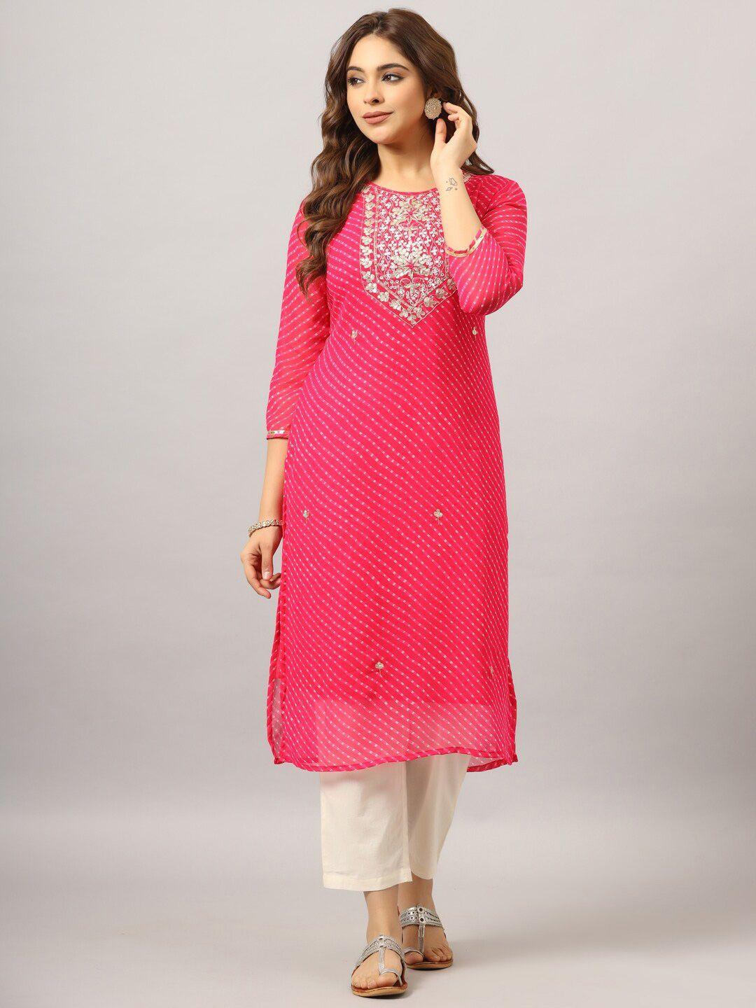 amchoor leheriya printed gotta patti georgette kurta