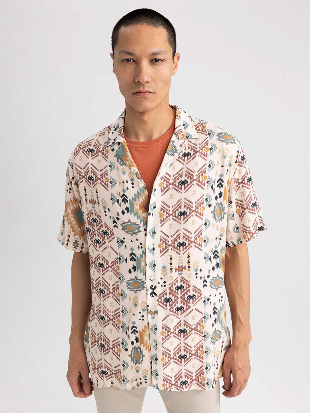 defacto geometric printed opaque casual shirt